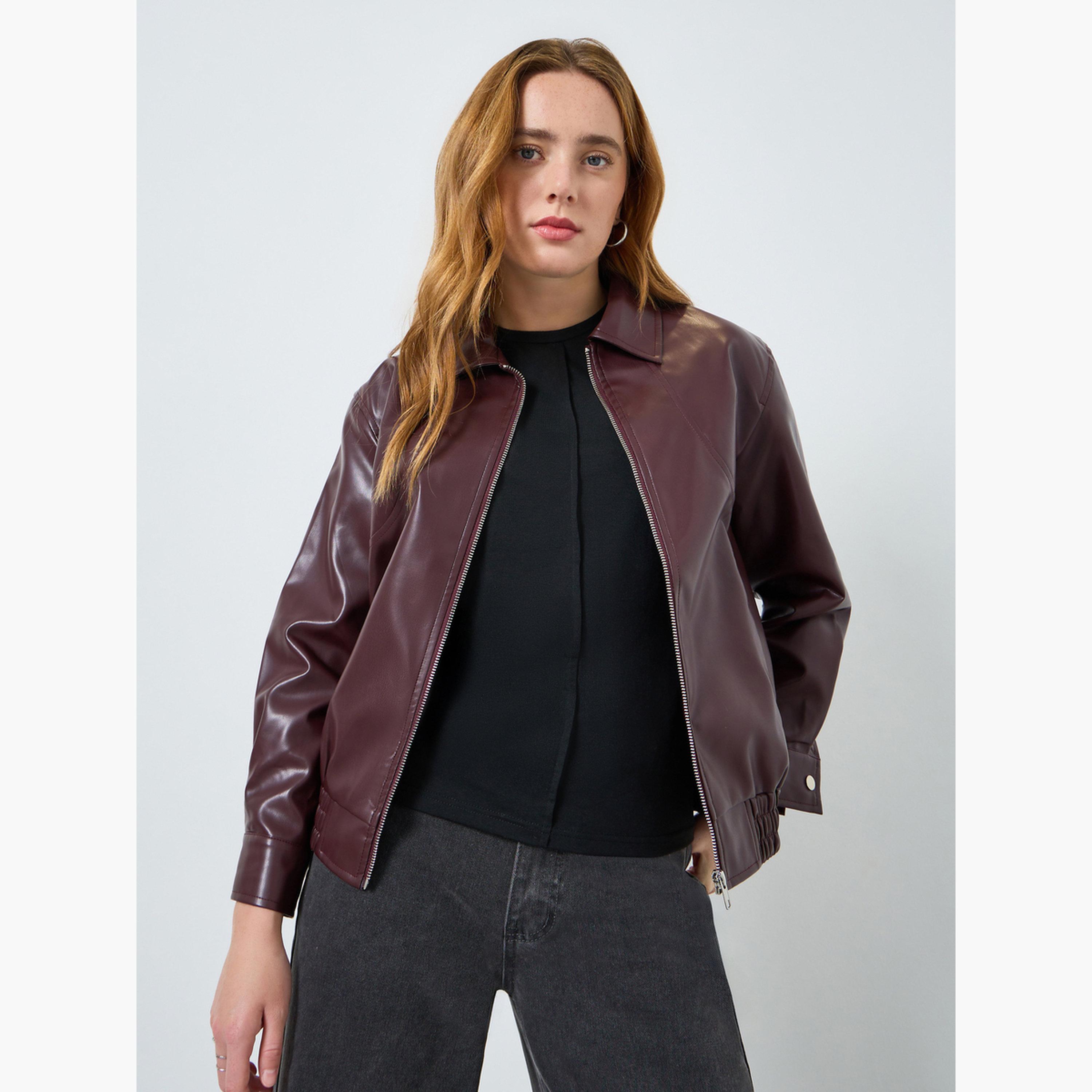جاكيت بسحاب من الجلد الصناعي-women-winterwear-coatsandjackets-jackets-image-1