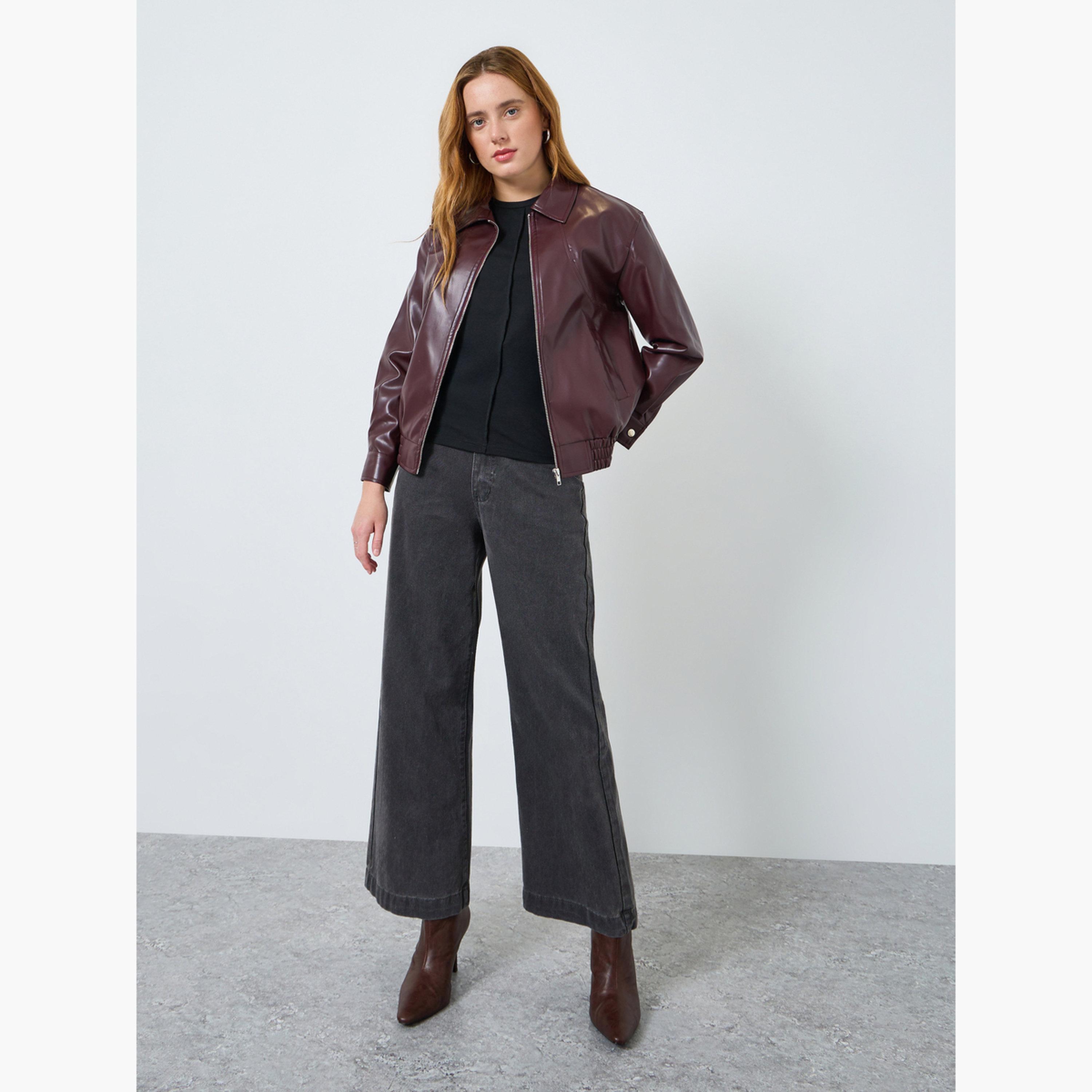 جاكيت بسحاب من الجلد الصناعي-women-winterwear-coatsandjackets-jackets-image-2