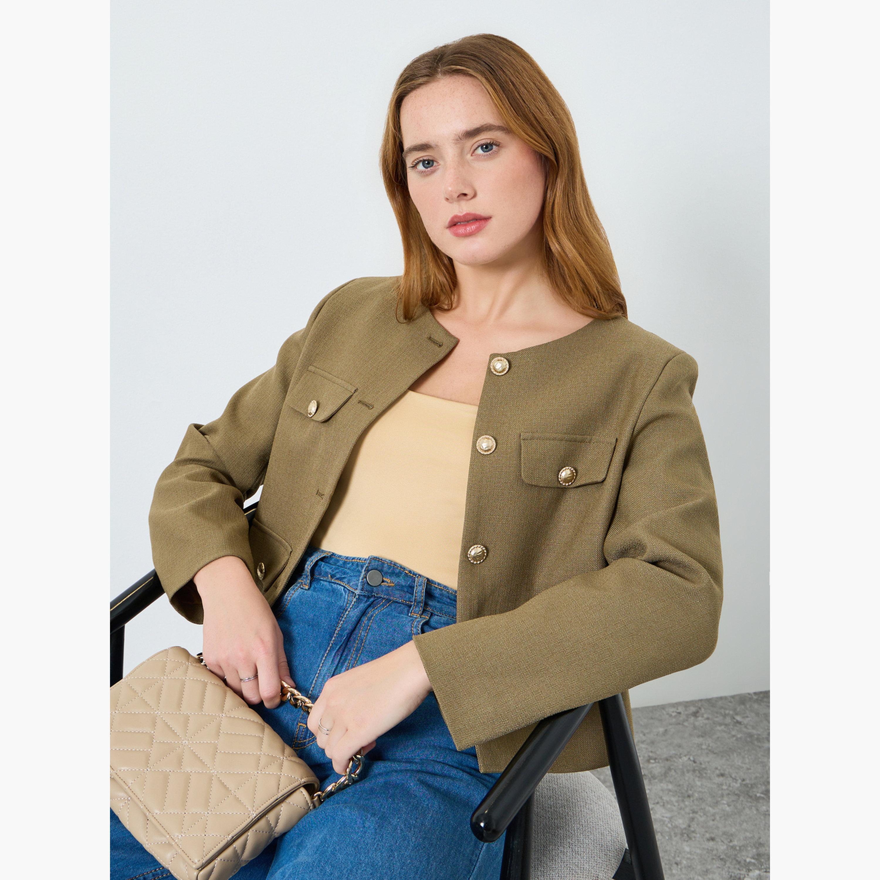 Take Two Women Solid Button Up Round Neck Coat-women-winterwear-coatsandjackets-jackets-image-3