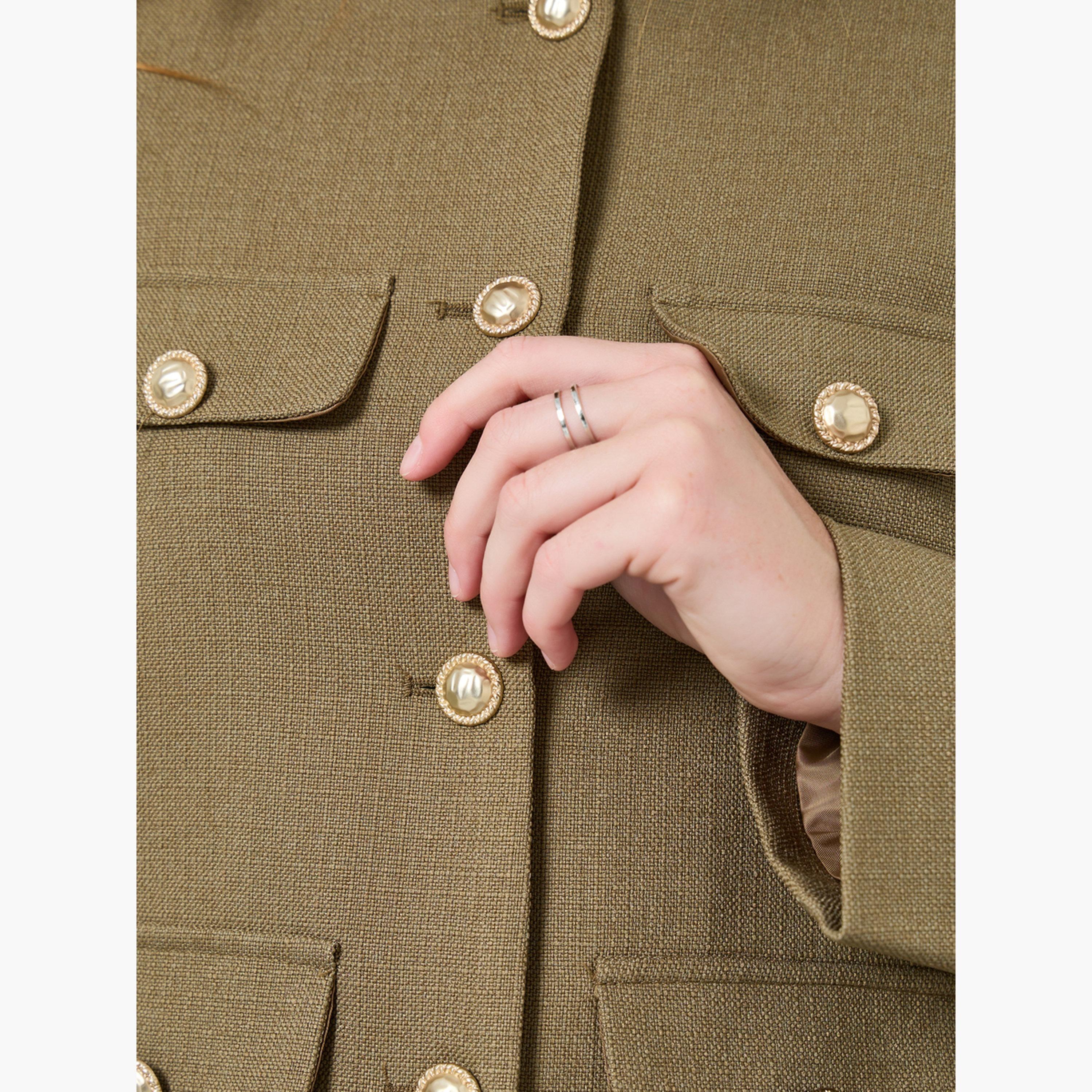 معطف سادة بياقة دائرية وأزرار-women-winterwear-coatsandjackets-jackets-image-2