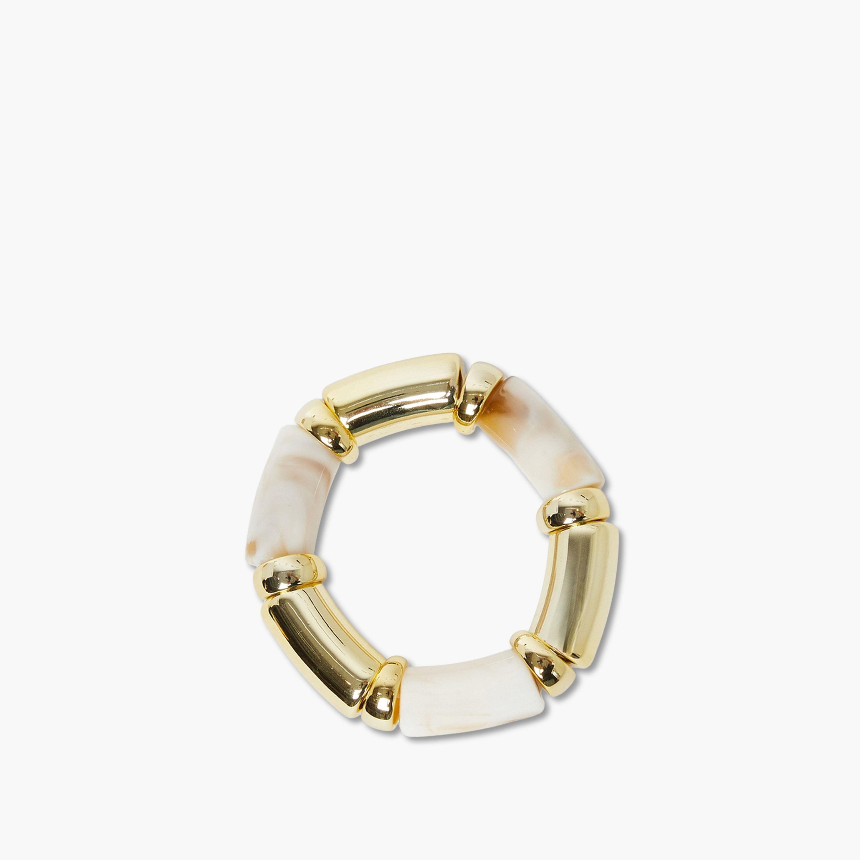 Styli Gold Tone and Marble Effect Stretch Bracelet-women-watchesandjewellery-jewellery-banglesandbracelets-image-1