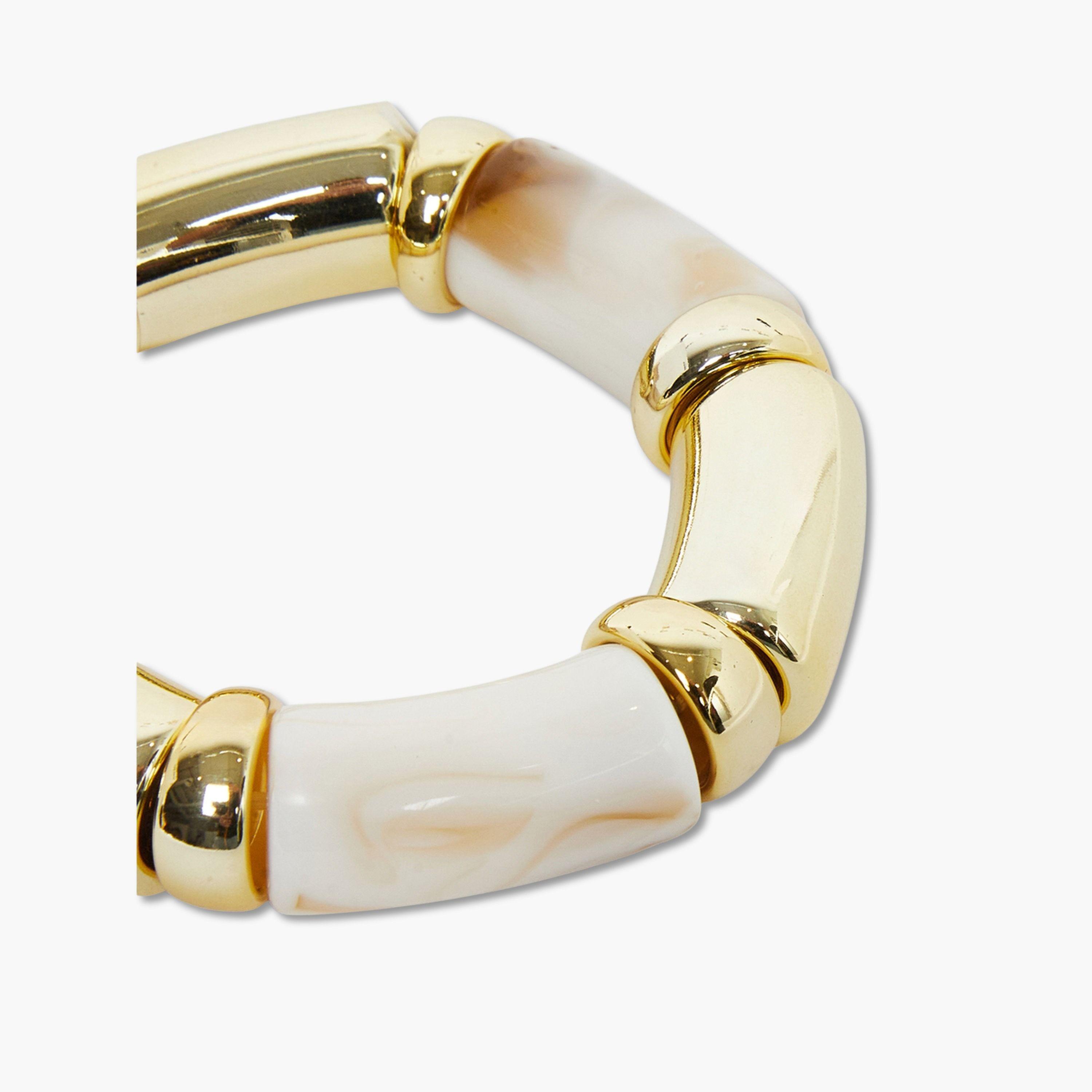Styli Gold Tone and Marble Effect Stretch Bracelet-women-watchesandjewellery-jewellery-banglesandbracelets-image-3