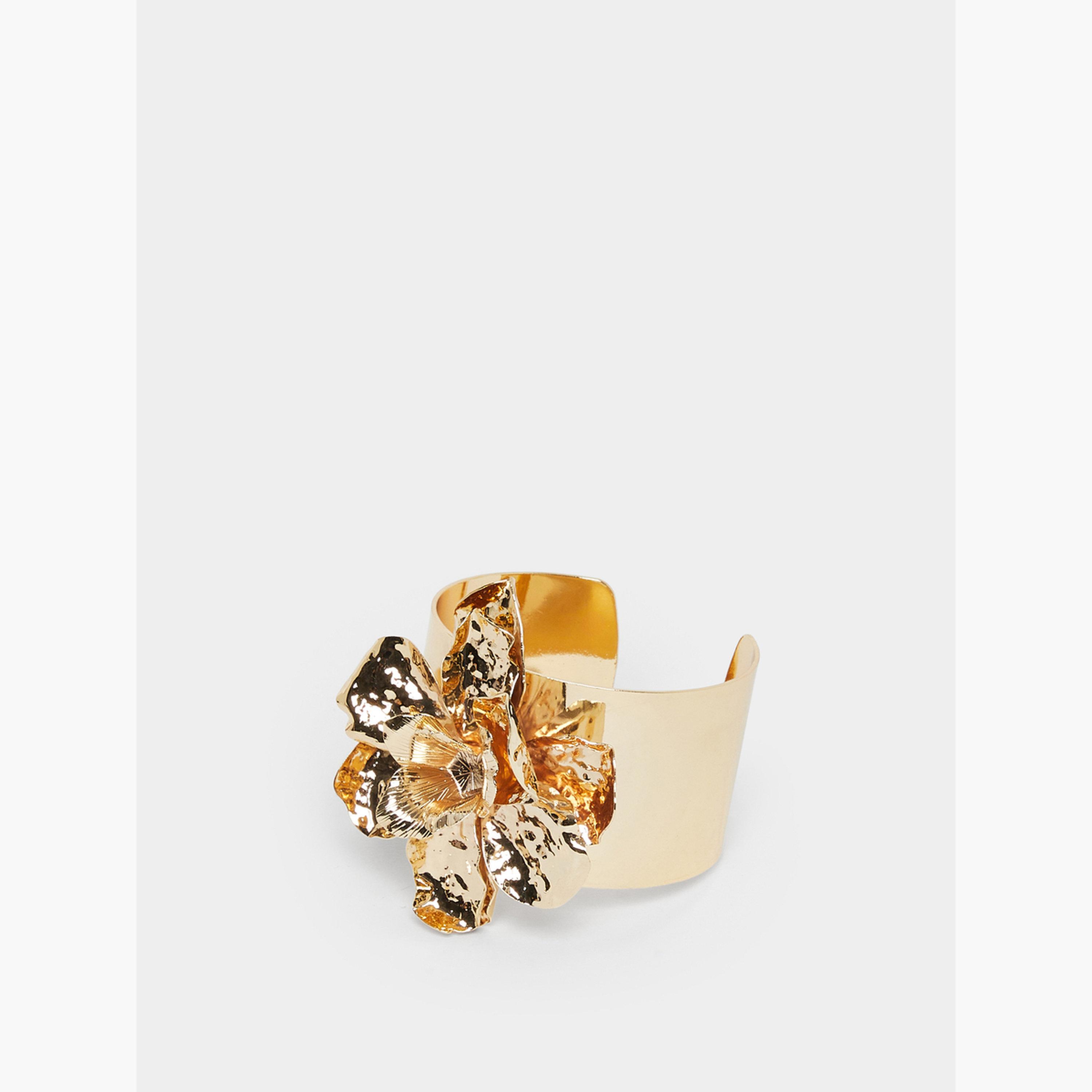 Styli Golden Flower Cuff Bracelet-women-watchesandjewellery-jewellery-banglesandbracelets-image-1