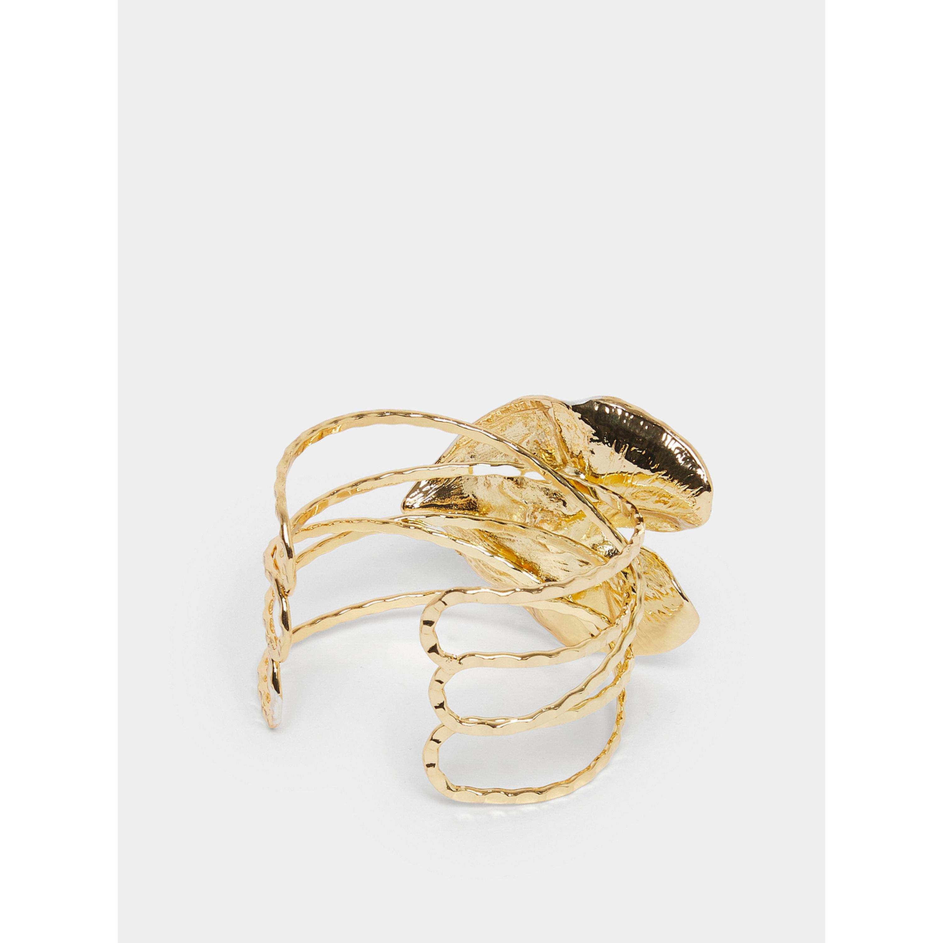 Styli Textured Leaf Cuff Bracelet-women-watchesandjewellery-jewellery-banglesandbracelets-image-2
