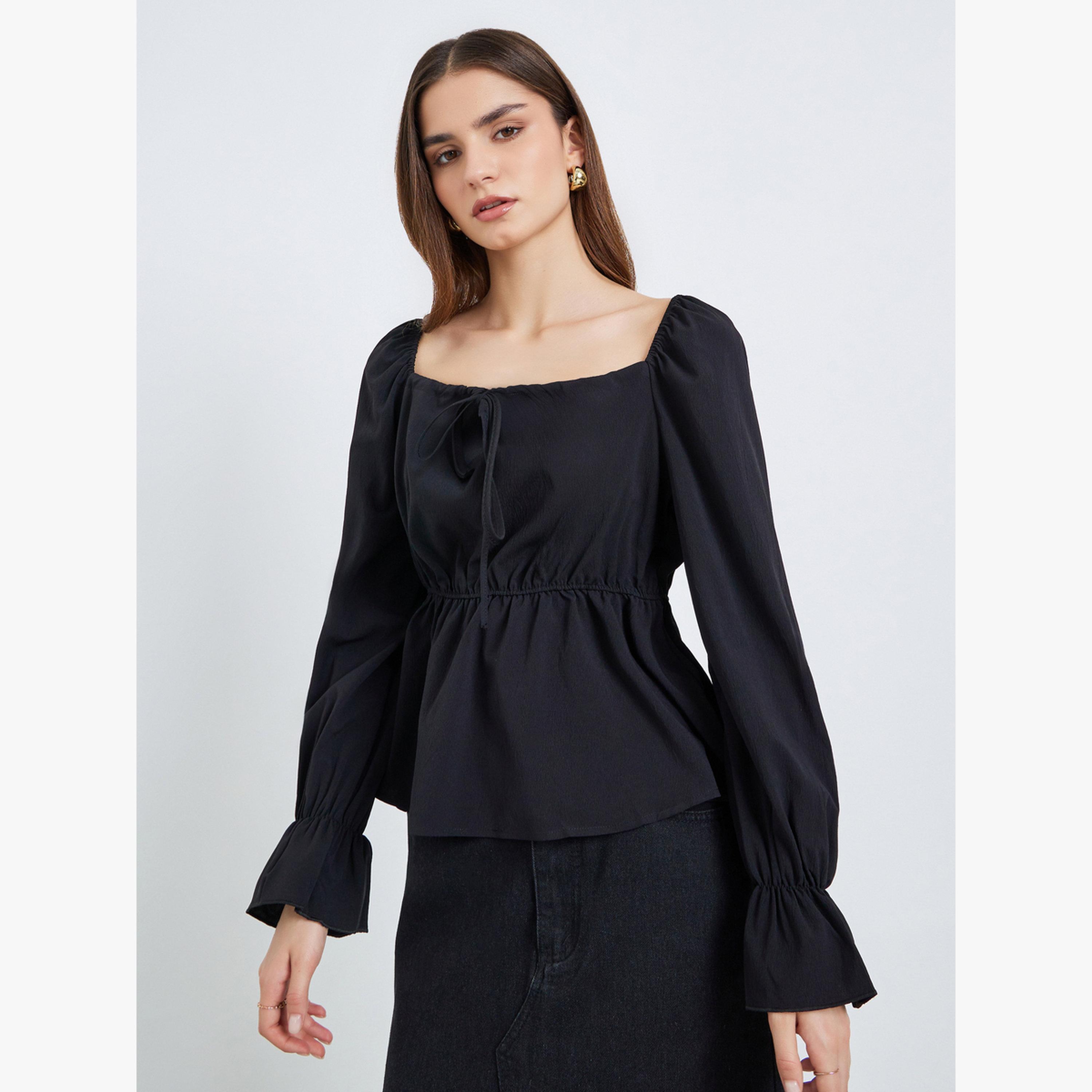 Styli Women Long Sleeve Square Neck Blouse-women-clothing-shirtsandblouses-blouses-image-1