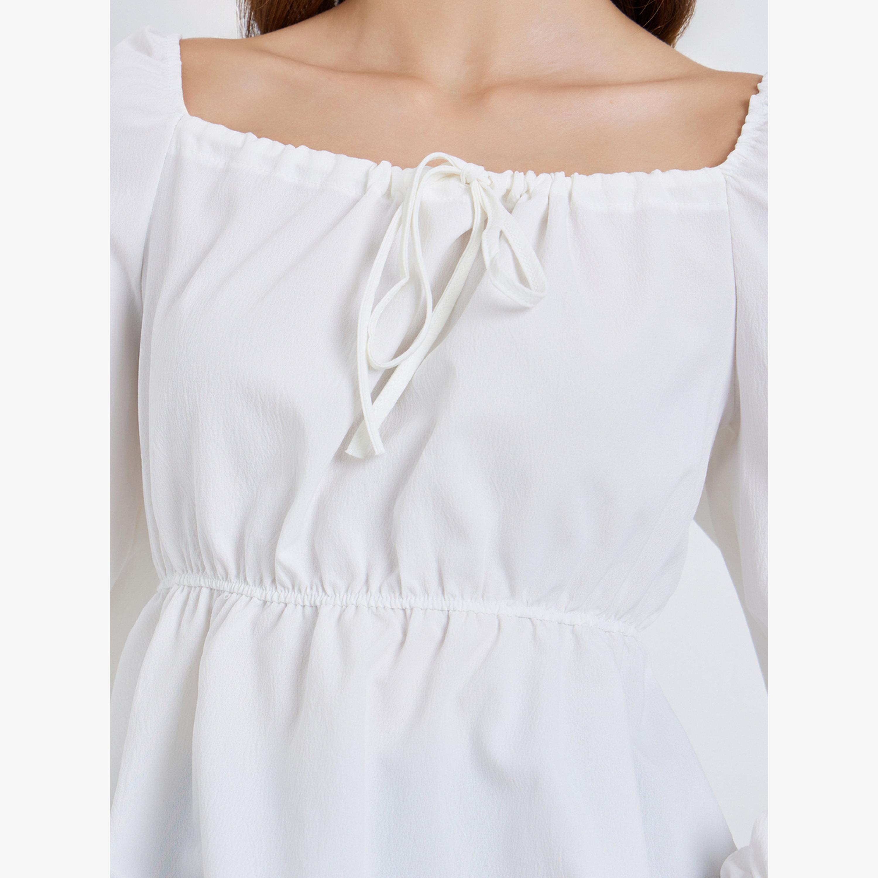 بلوزة بياقة مربعة وأكمام طويلة-women-clothing-shirtsandblouses-blouses-image-4