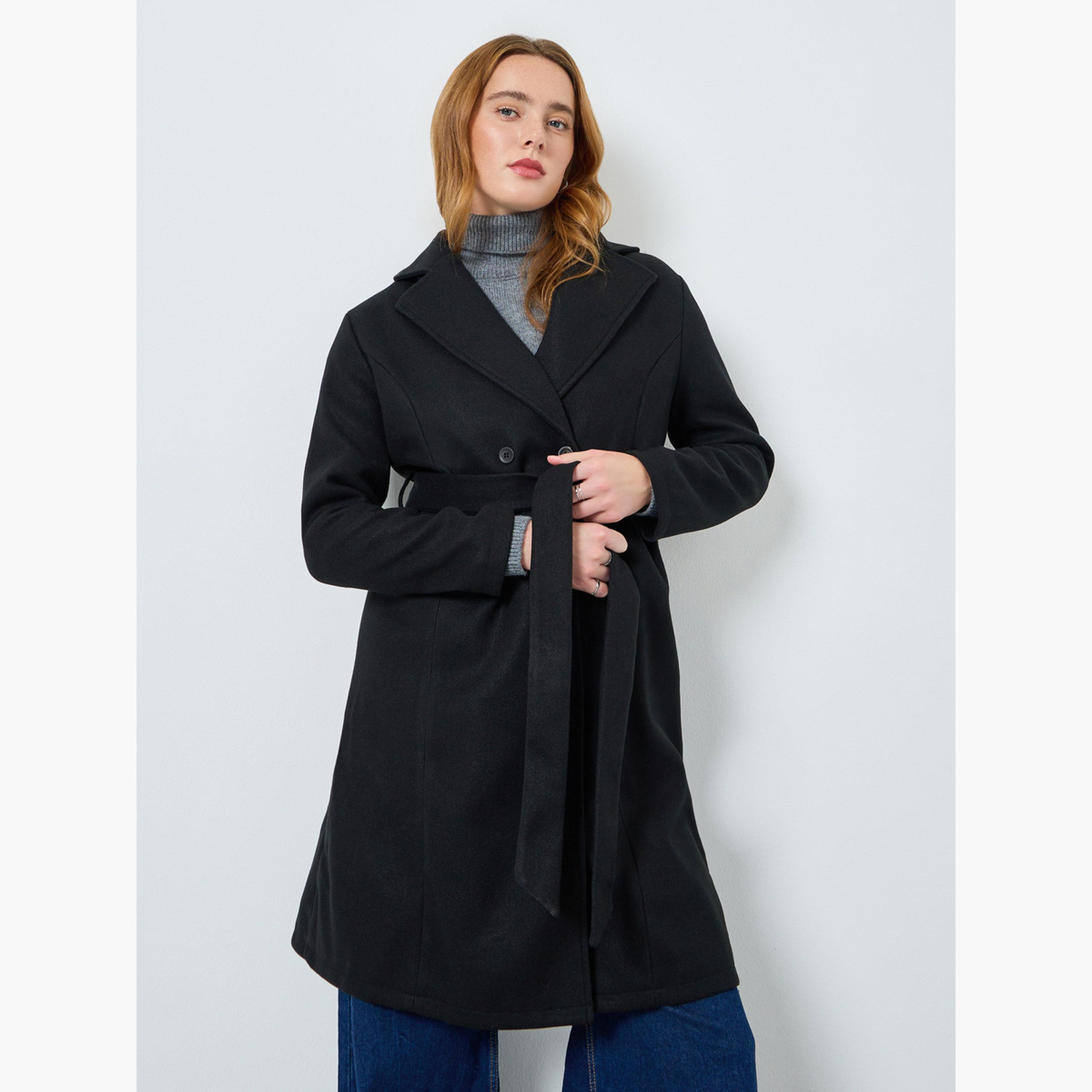 Take Two Women Solid Button Front Belted Midi Coat-women-clothing-coatsandjackets-coats-image-1