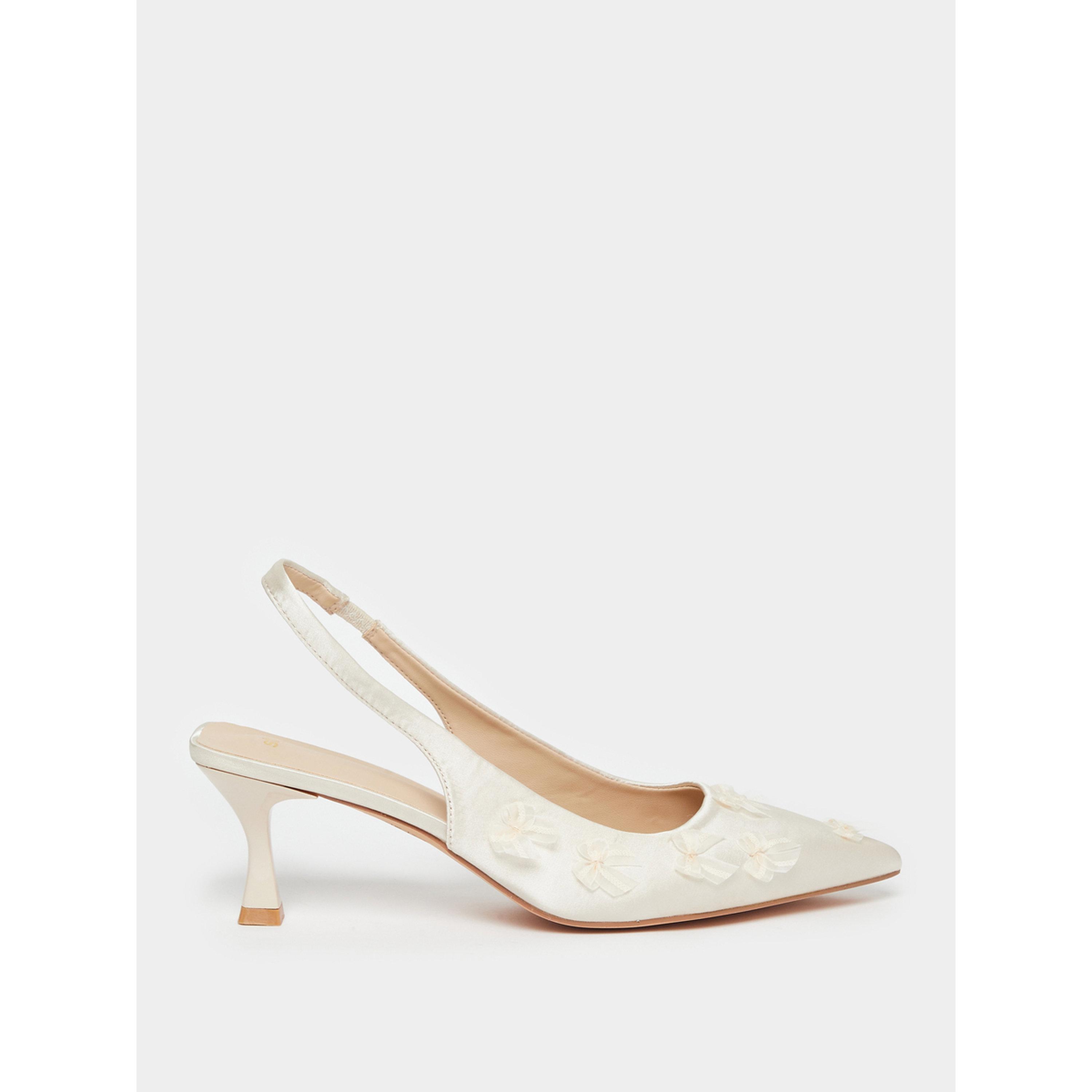 Styli Beige Floral Slingback Shoes-women-shoes-heels-image-2