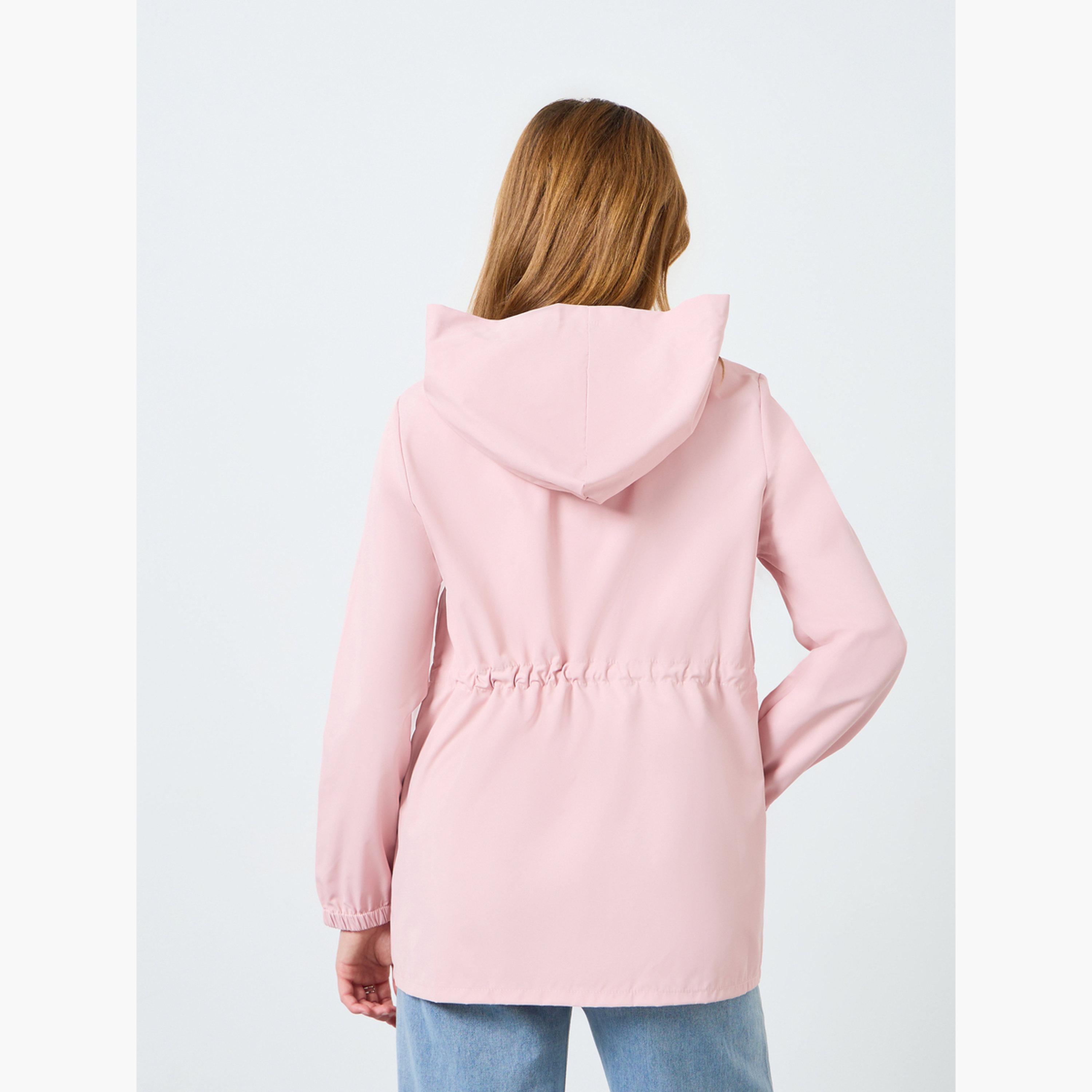 Take Two Women Solid Zip Up Drawstring Waist Hooded Jacket-women-winterwear-coatsandjackets-jackets-image-4