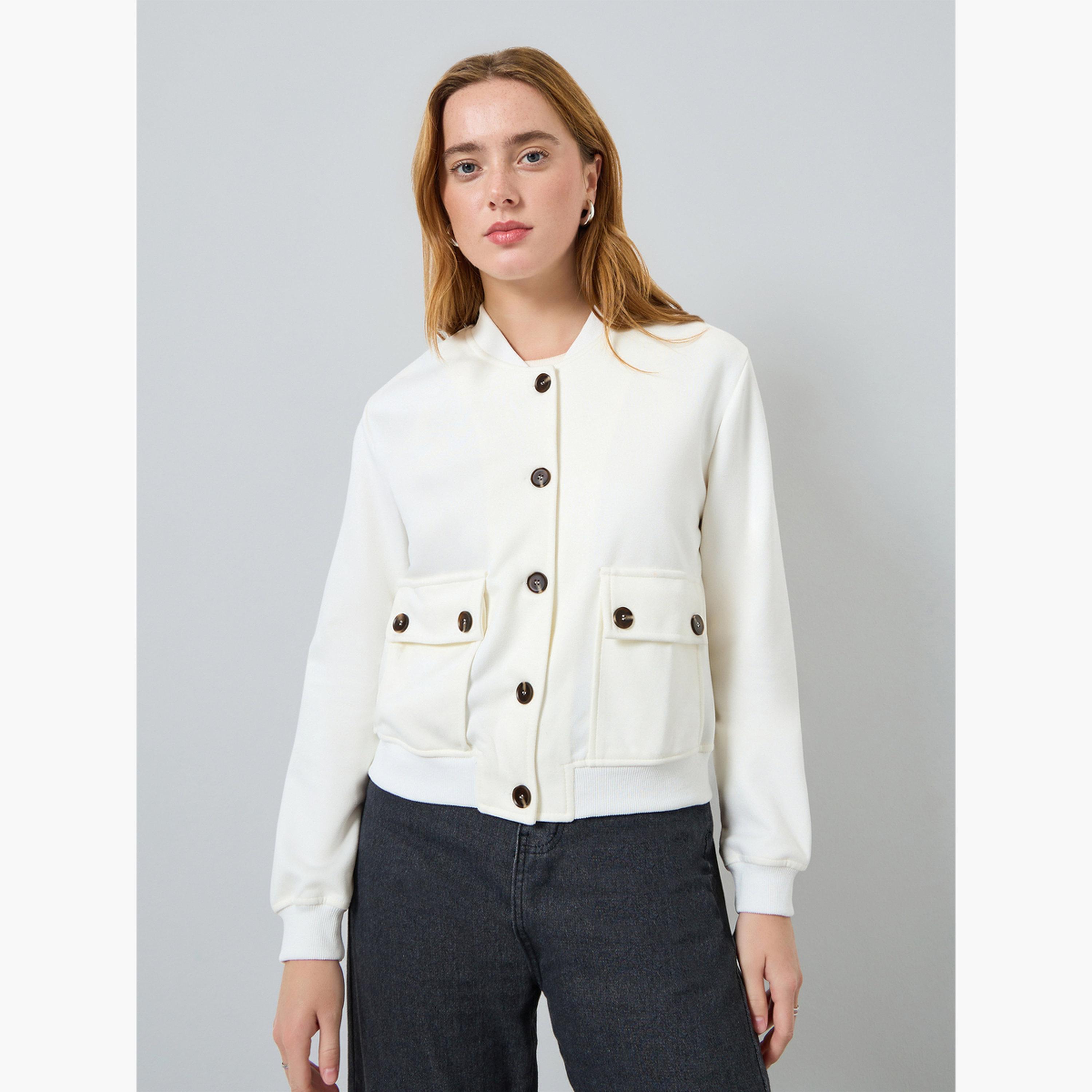 Take Two Women Solid Button Front Long Sleeve Jacket-women-winterwear-coatsandjackets-jackets-image-1