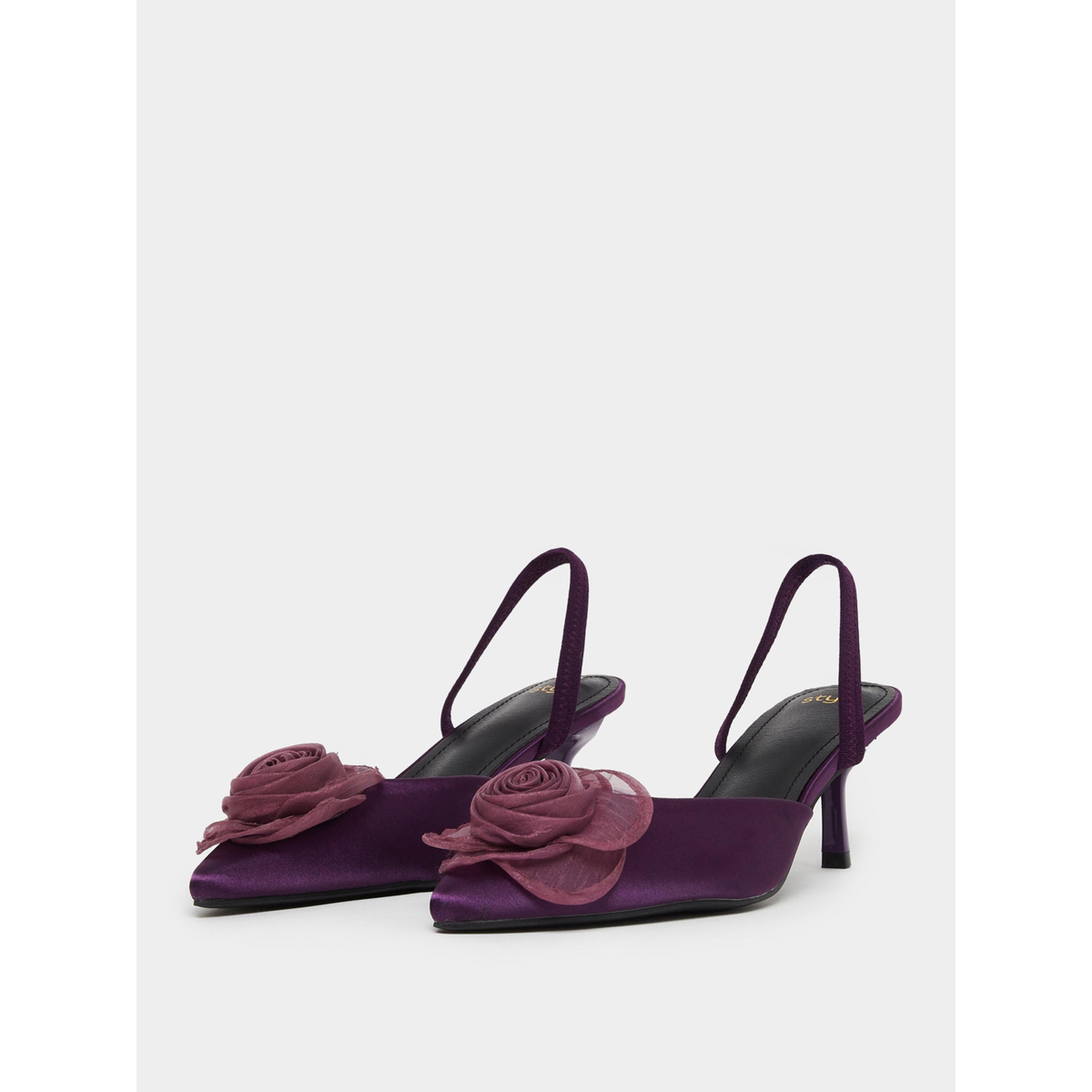 حذاء ساتان بحزام خلفي وتفاصيل زهور-women-shoes-heels-image-1