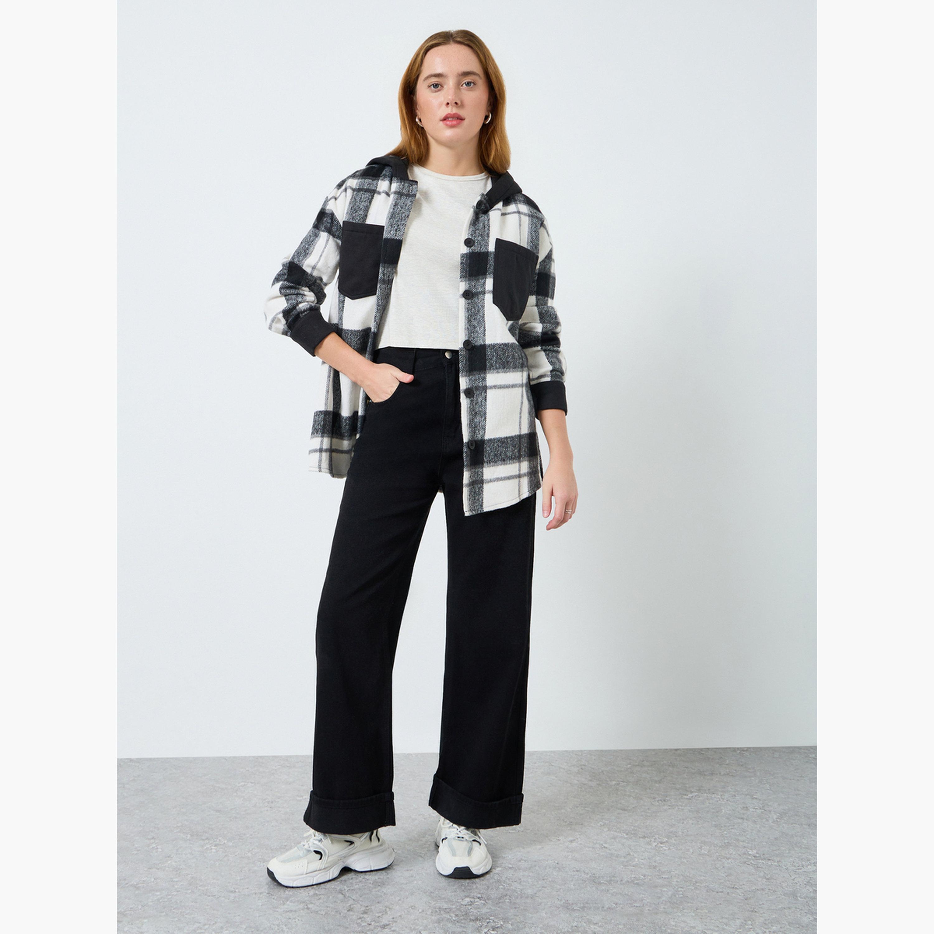 Take Two Women Checked Button Front Pocket Detail Jacket-women-winterwear-coatsandjackets-jackets-image-2