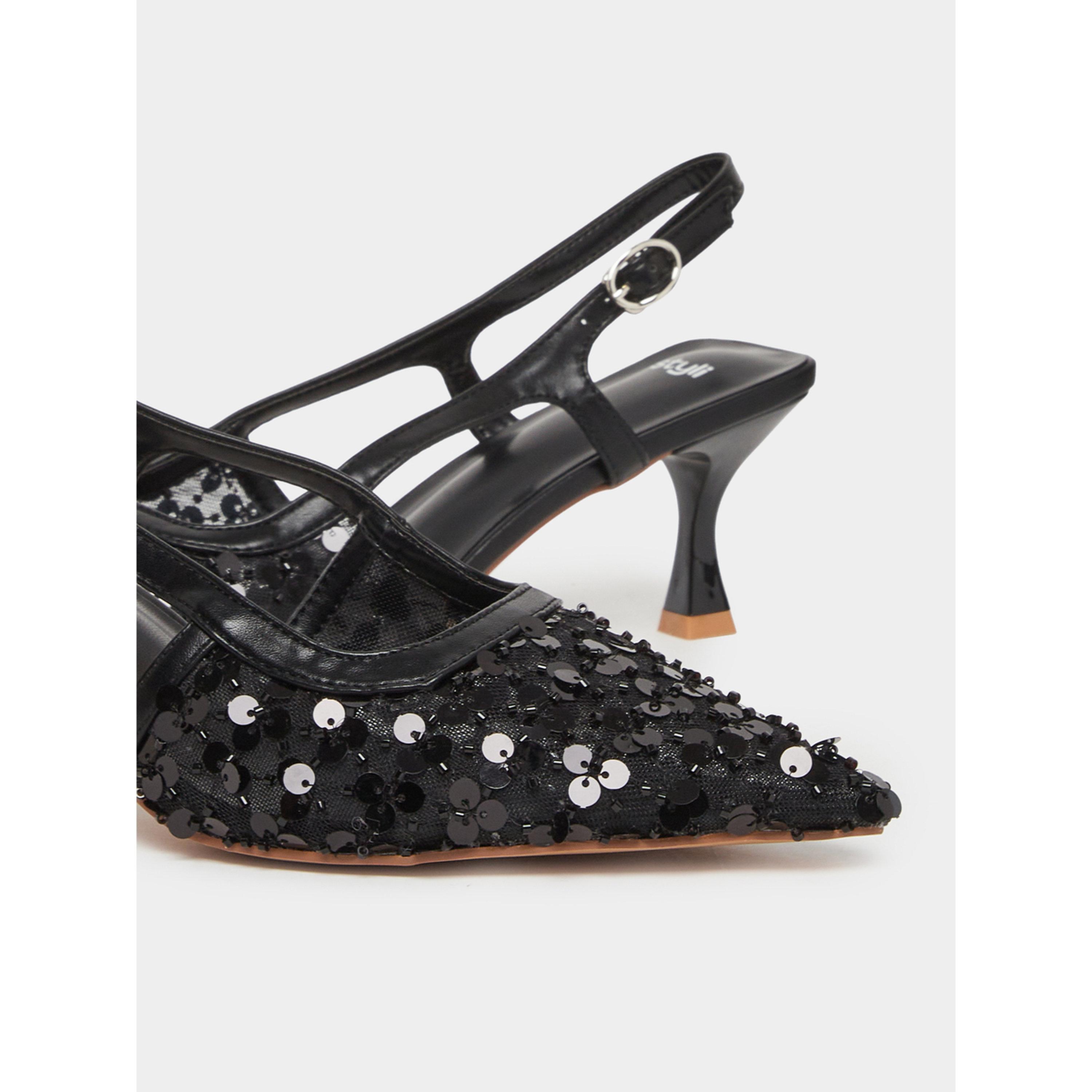 حذاء نسائي بكعب صغير وسير خلفي مزين بالترتر-women-shoes-heels-image-3