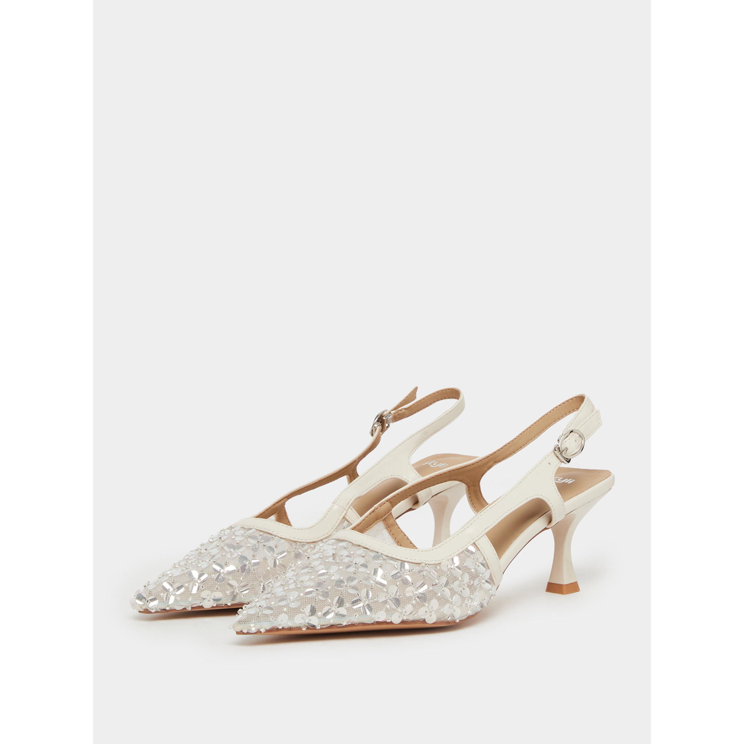 حذاء نسائي بكعب صغير وسير خلفي مزين بالترتر-women-shoes-heels-image-1