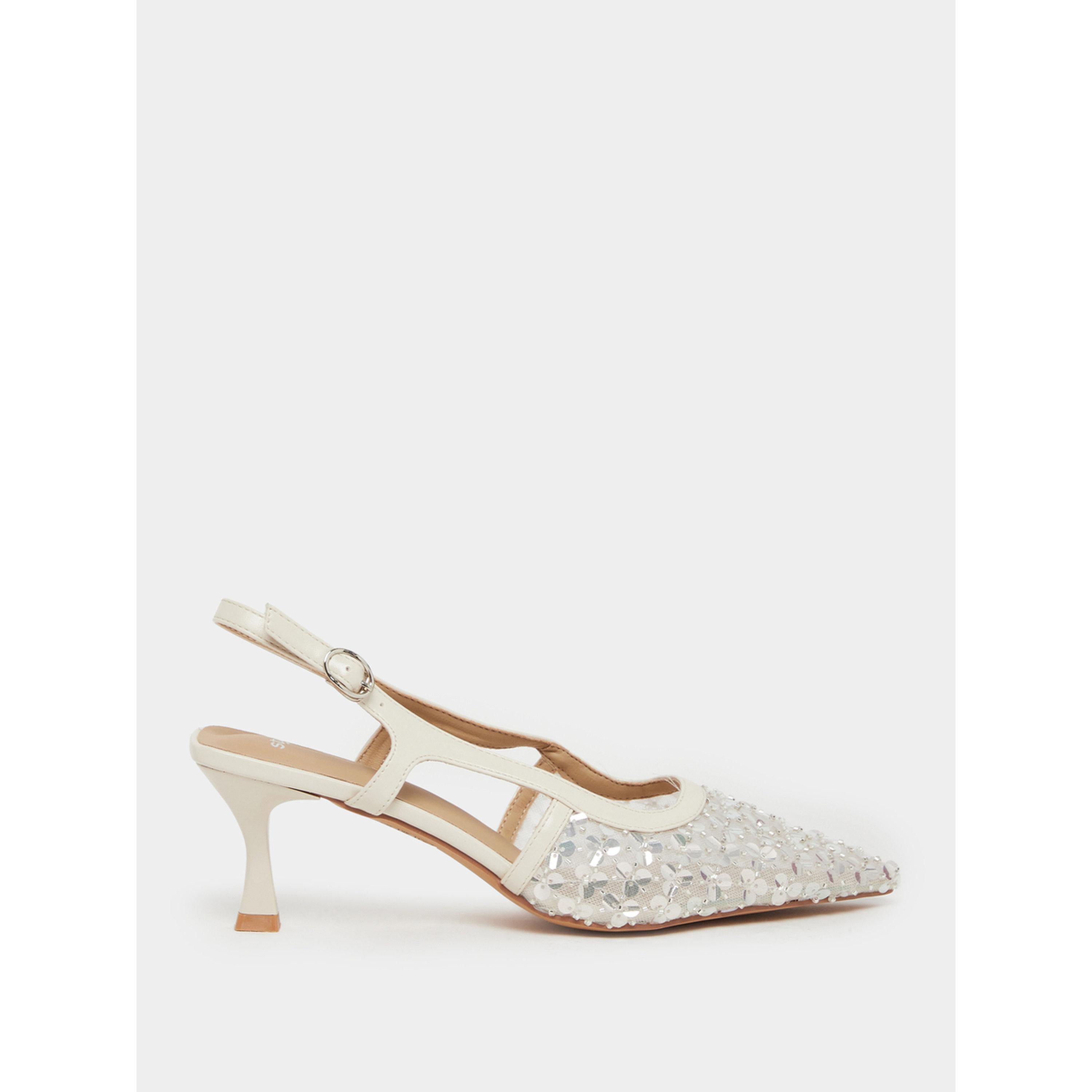 حذاء نسائي بكعب صغير وسير خلفي مزين بالترتر-women-shoes-heels-image-2