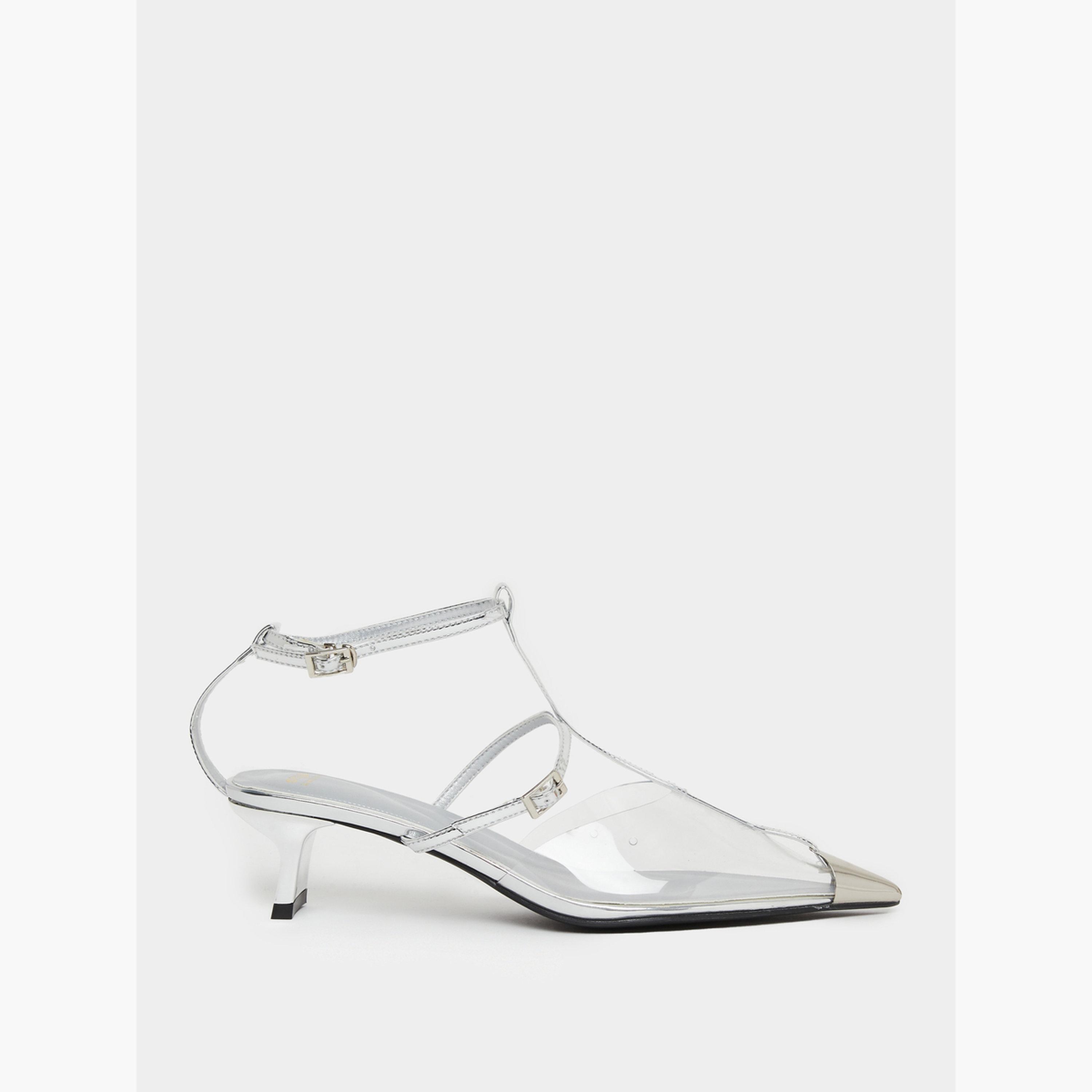 Styli Women Silver Kitten Heel Pumps-women-shoes-sandals-heeled-image-2