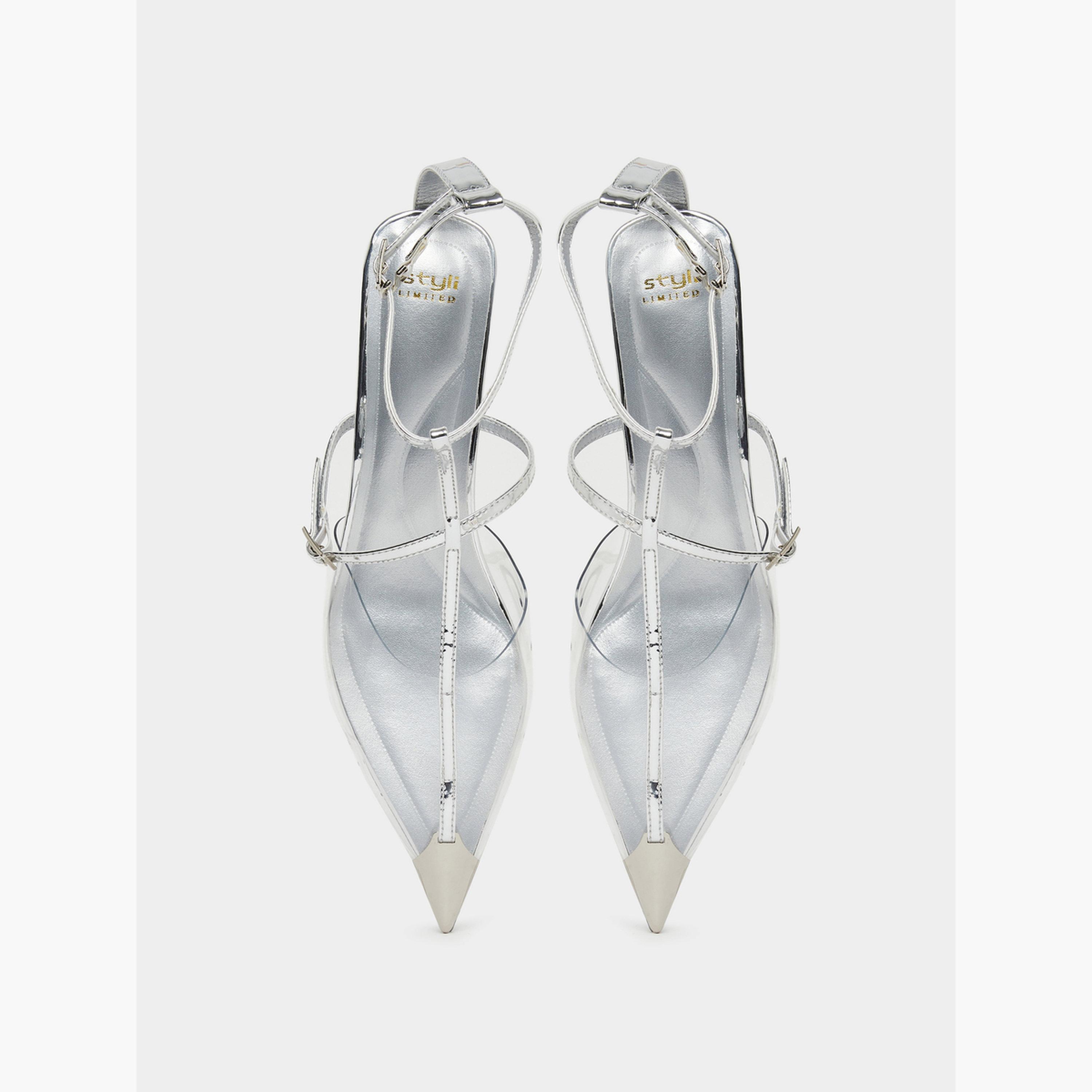 Styli Women Silver Kitten Heel Pumps-women-shoes-sandals-heeled-image-3
