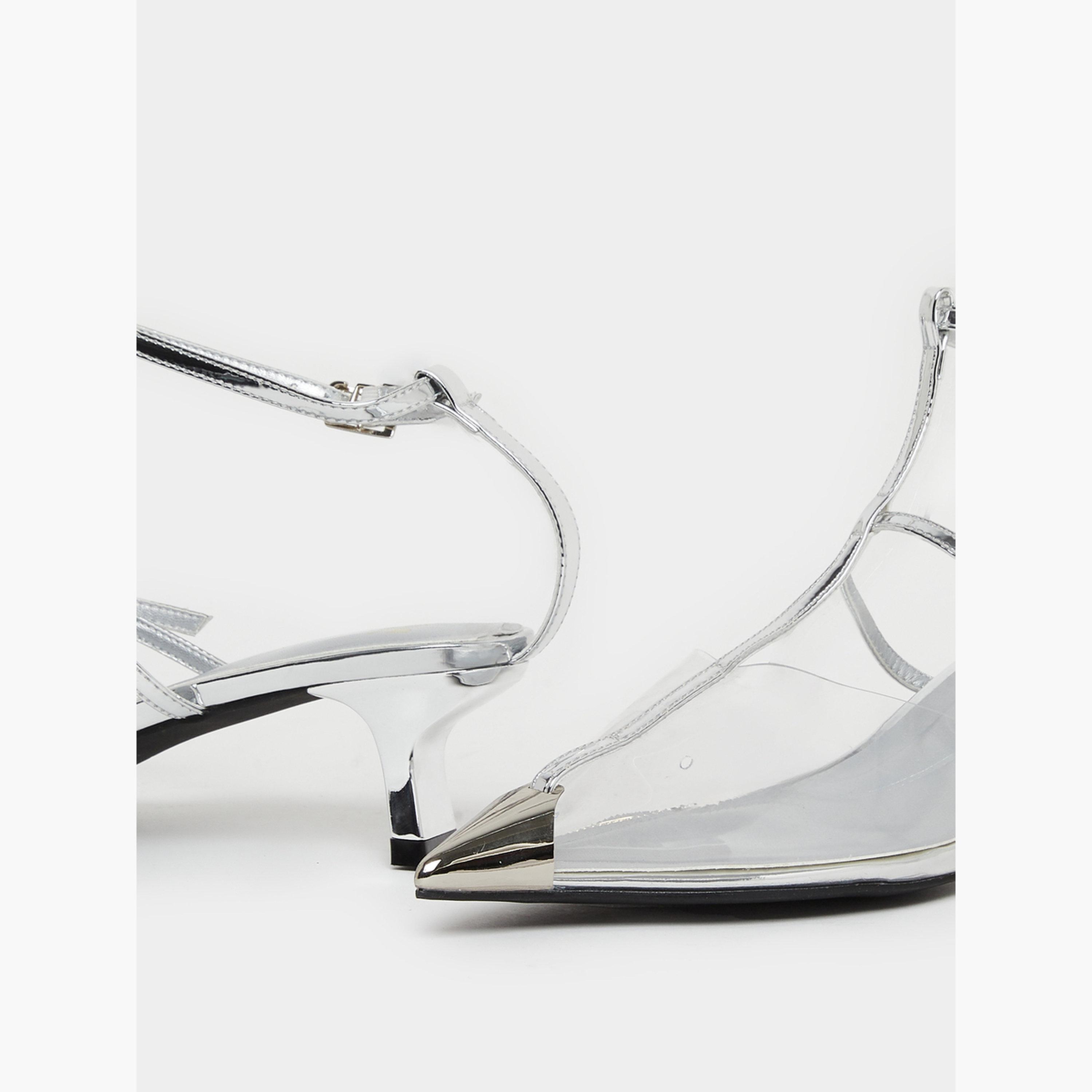 Styli Women Silver Kitten Heel Pumps-women-shoes-sandals-heeled-image-4