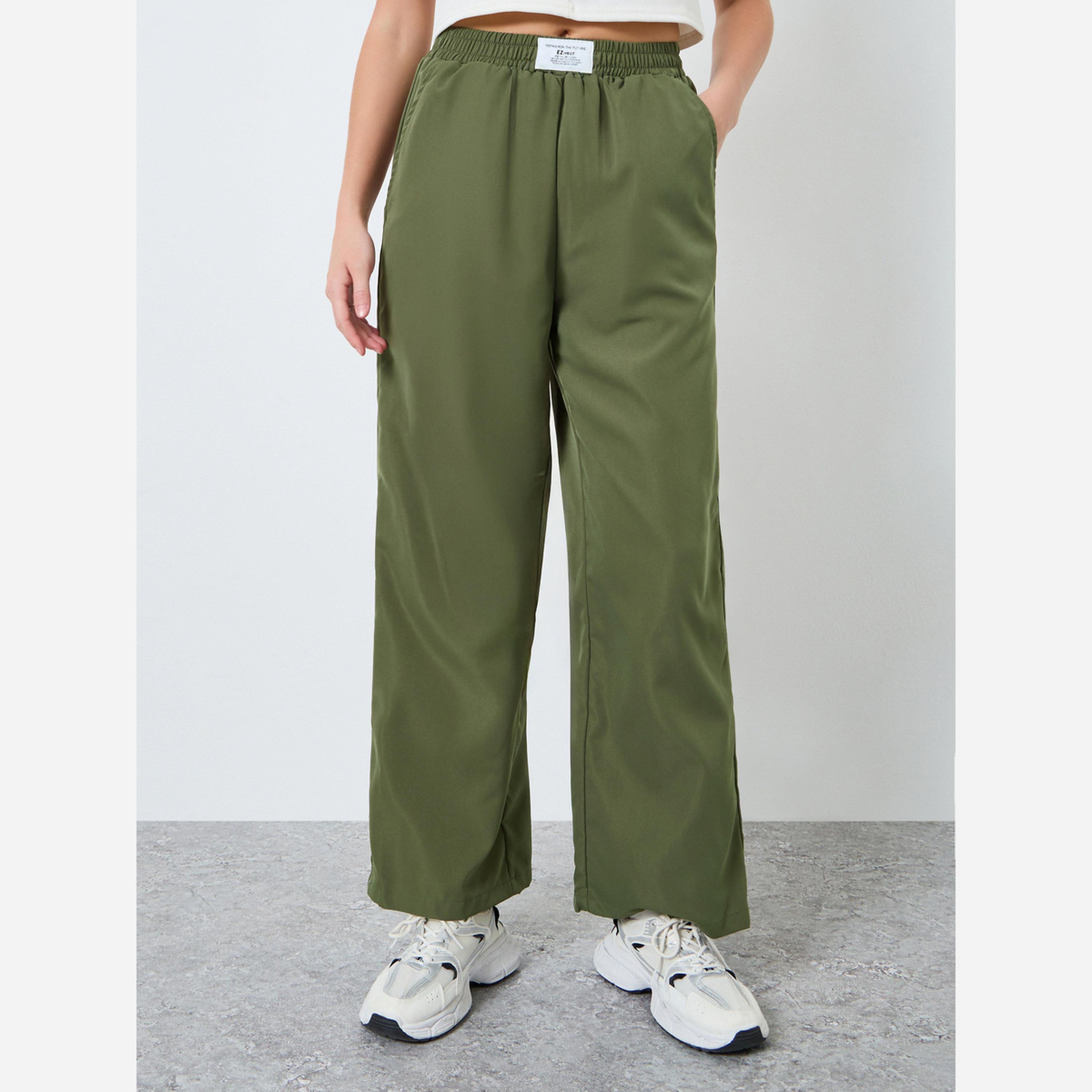 Take Two Women Olive Green Wide Leg Trousers-women-clothing-bottoms-trousers-image-1