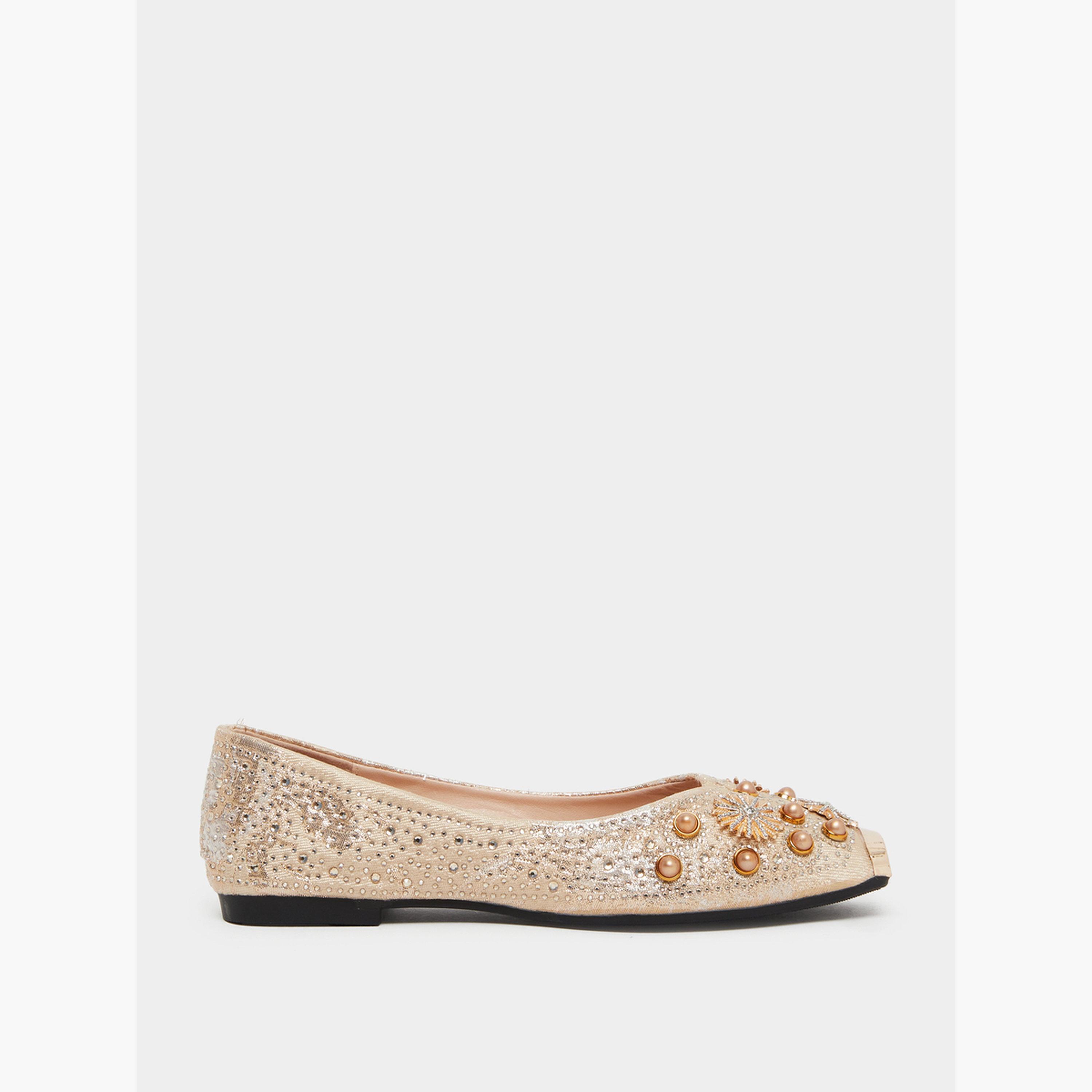 Styli Women Beige Embellished Ballerina-women-shoes-ballerinas-image-2