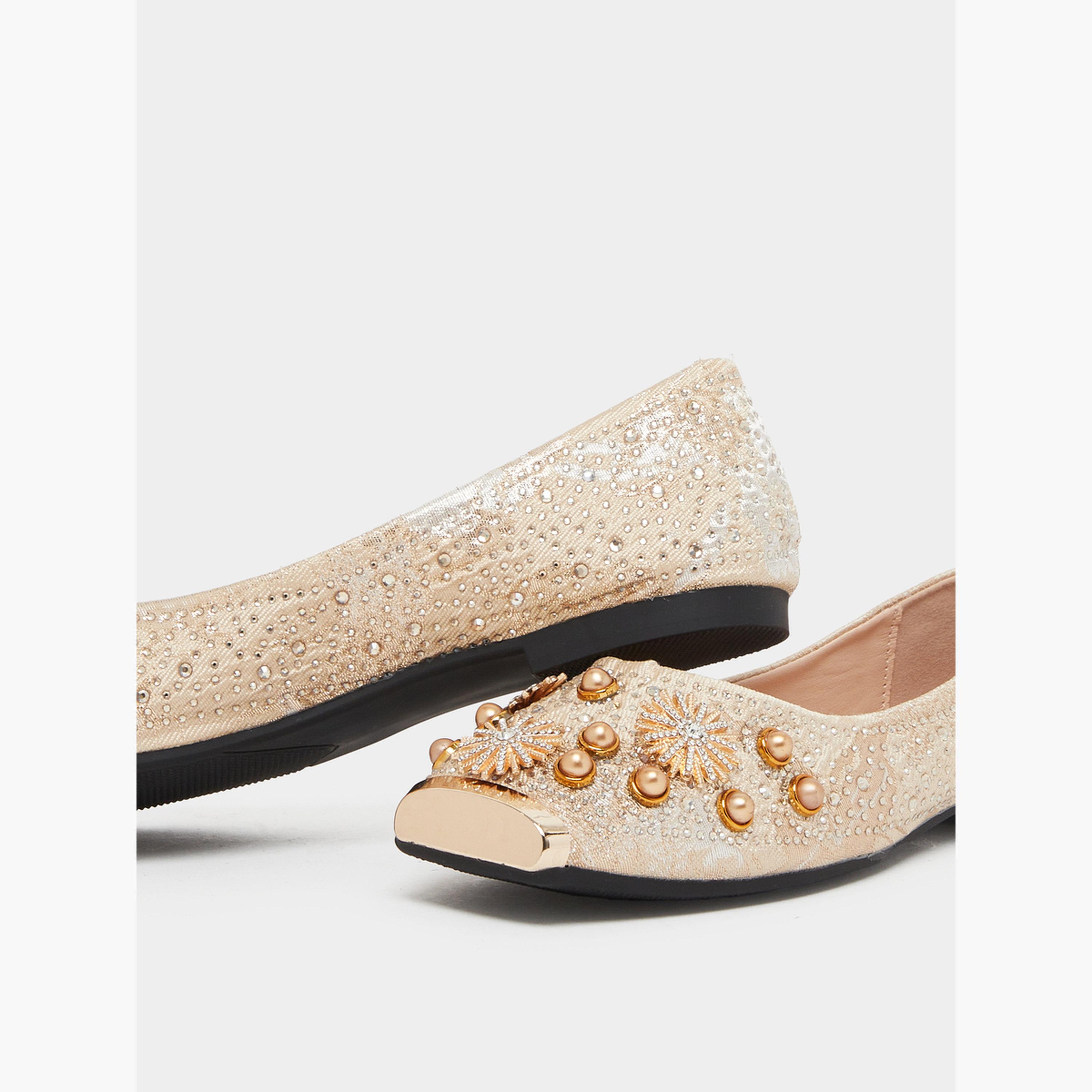 Styli Women Beige Embellished Ballerina-women-shoes-ballerinas-image-3
