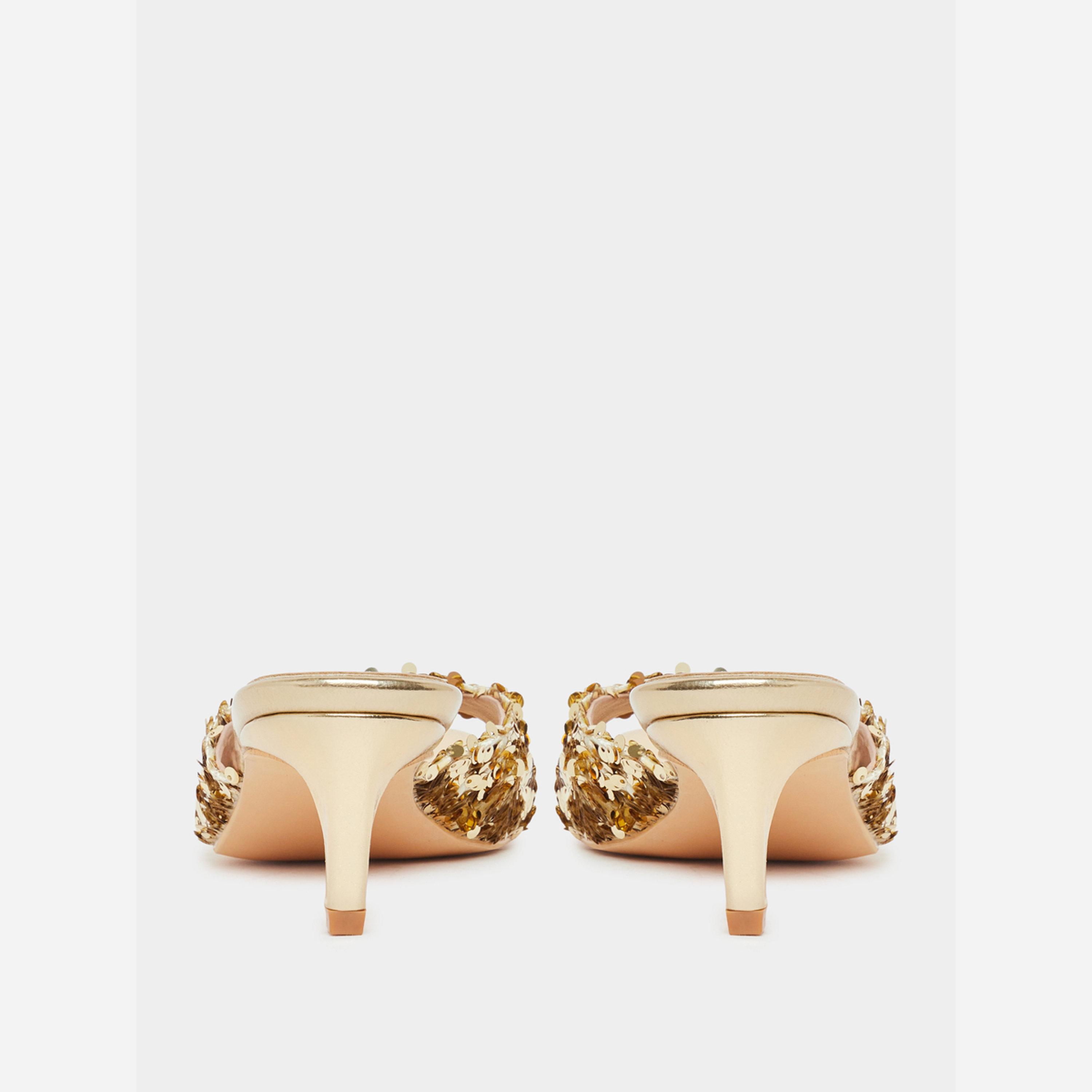 ستايلي - صندل نسائي بكعب منخفض مزين بالترتر الذهبي-women-shoes-sandals-heeled-image-4