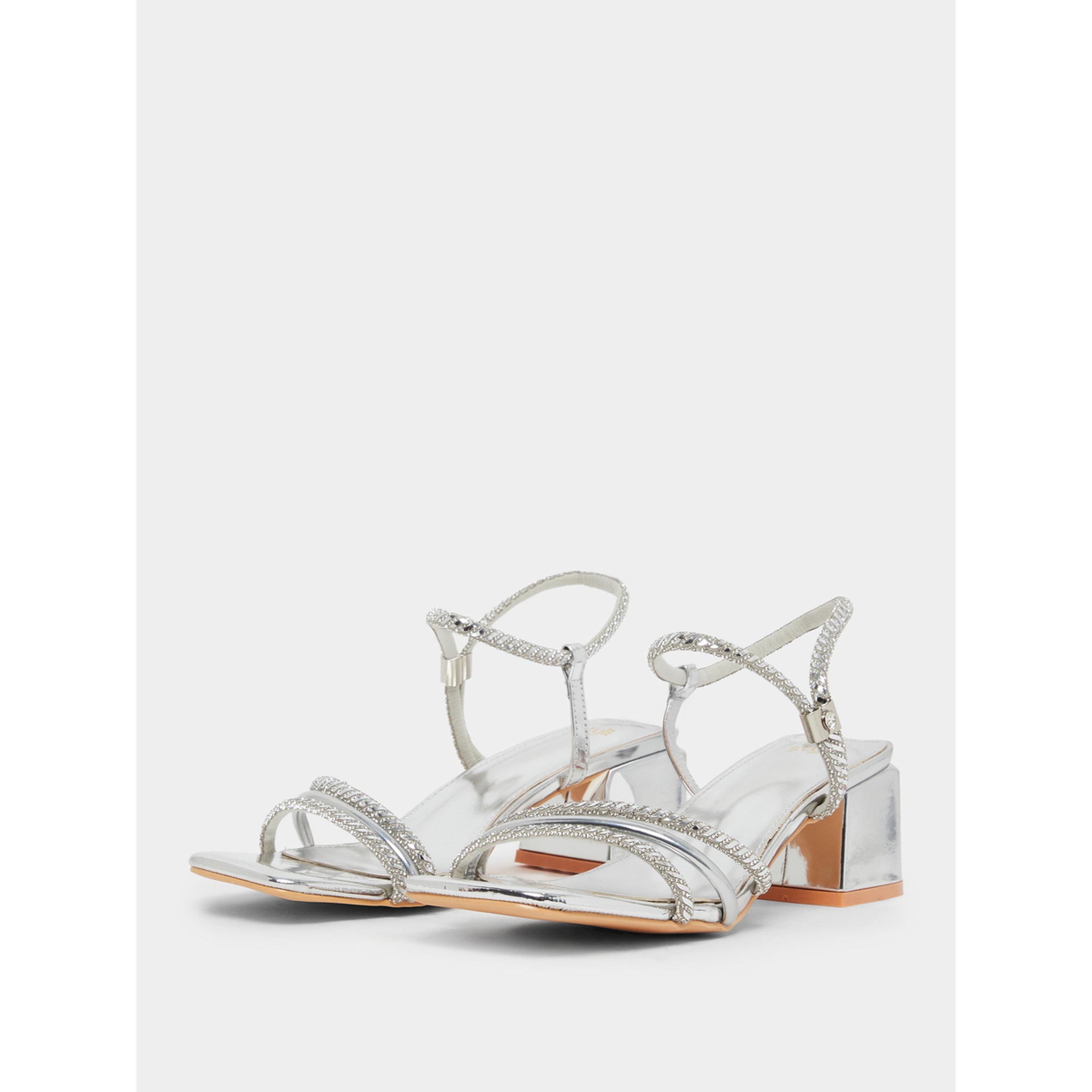 Styli Women Silver Embellished Block Heel Sandals-women-shoes-sandals-heeled-image-1