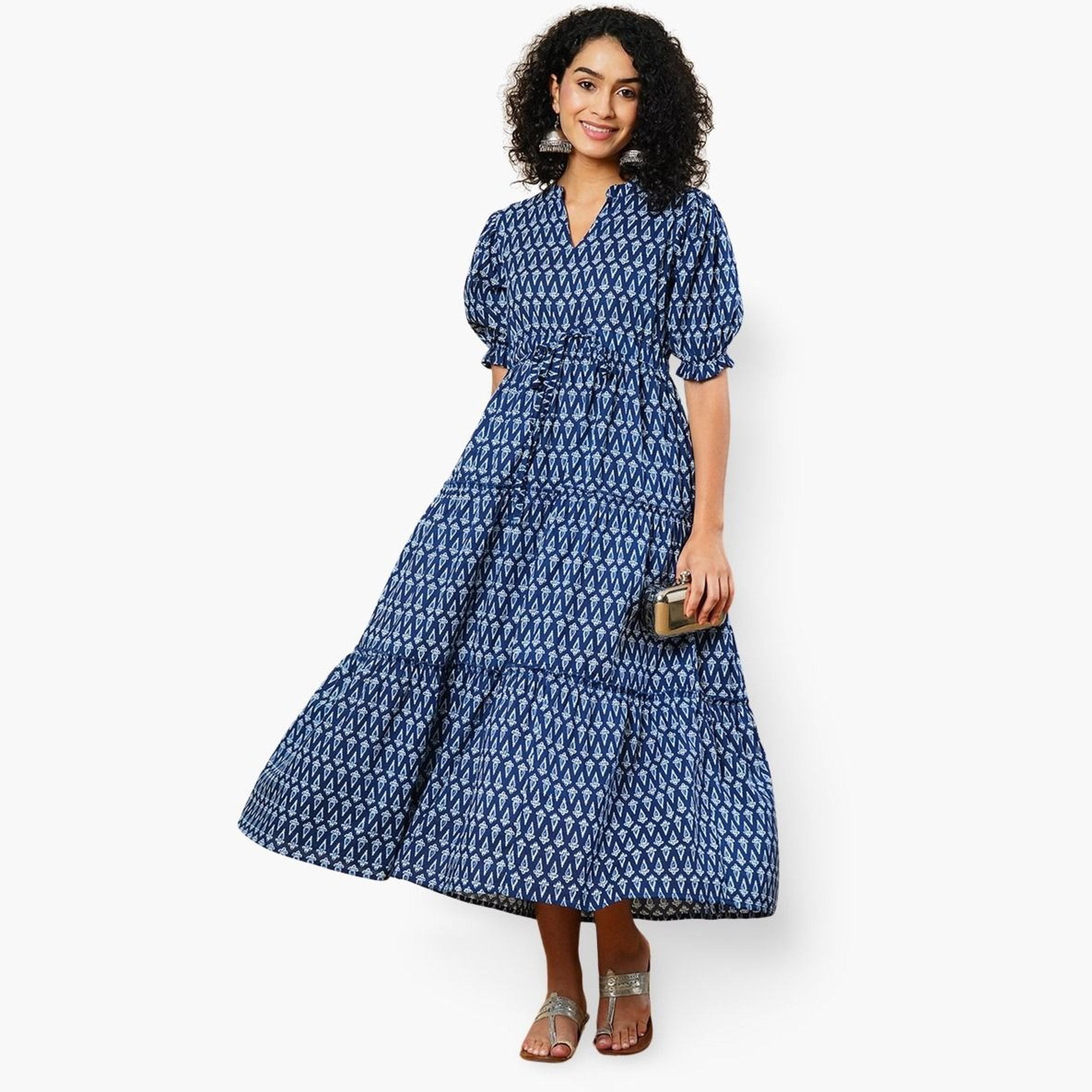 غلوبوص × ستايلي - فستان ماكسي متعدد الطبقات بطبعات عرقية-women-clothing-ethnicwear-dresses-image-1