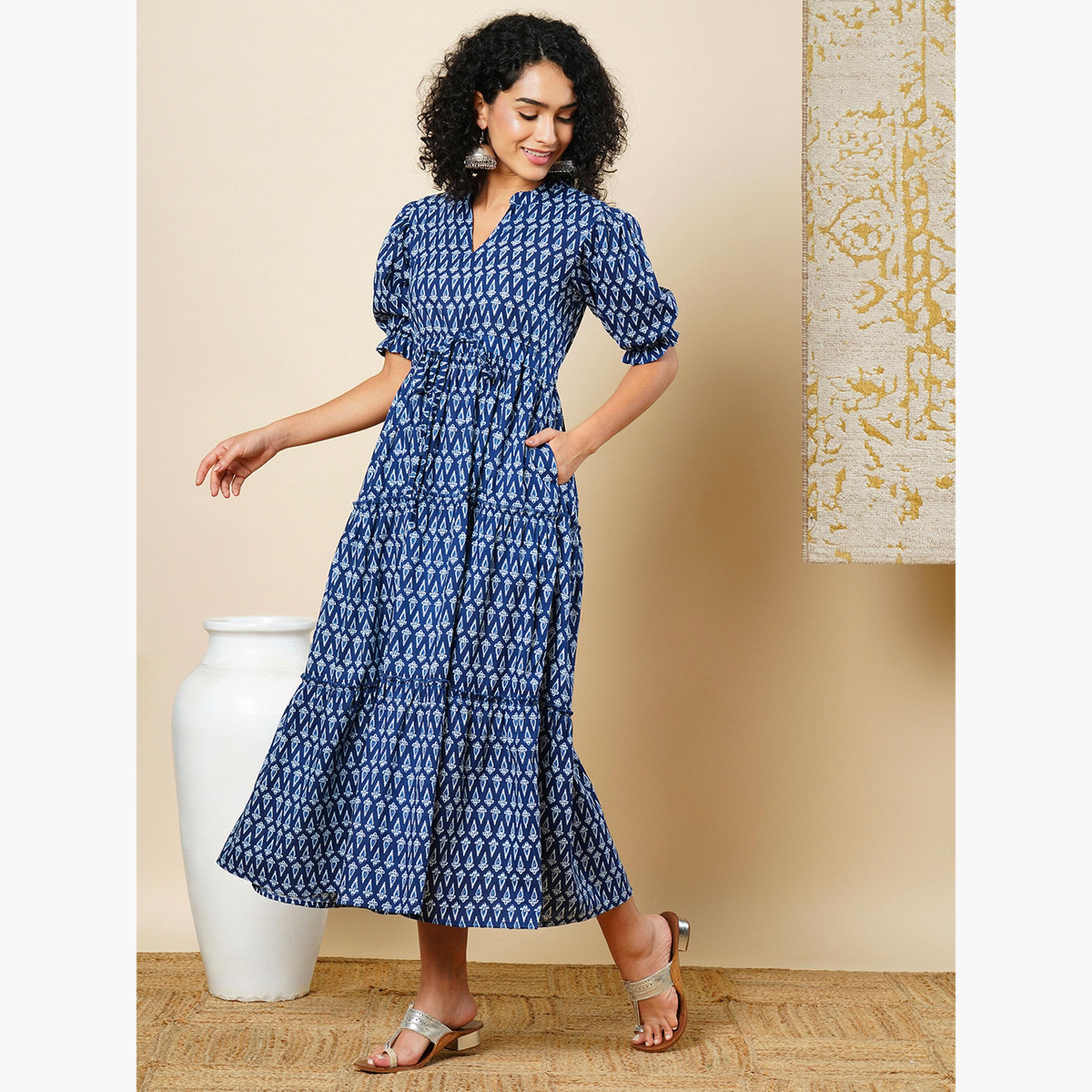 غلوبوص × ستايلي - فستان ماكسي متعدد الطبقات بطبعات عرقية-women-clothing-ethnicwear-dresses-image-2