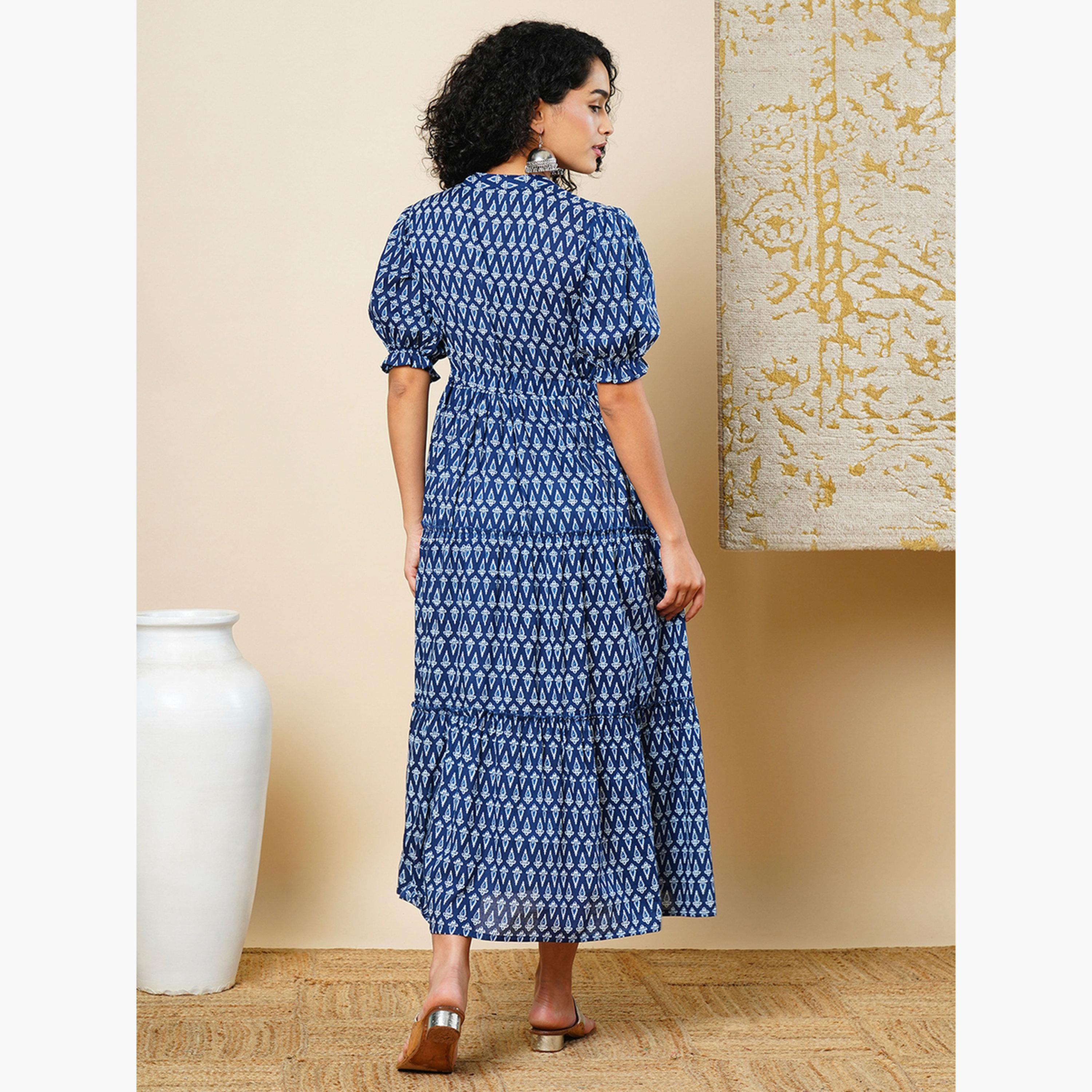 غلوبوص × ستايلي - فستان ماكسي متعدد الطبقات بطبعات عرقية-women-clothing-ethnicwear-dresses-image-3