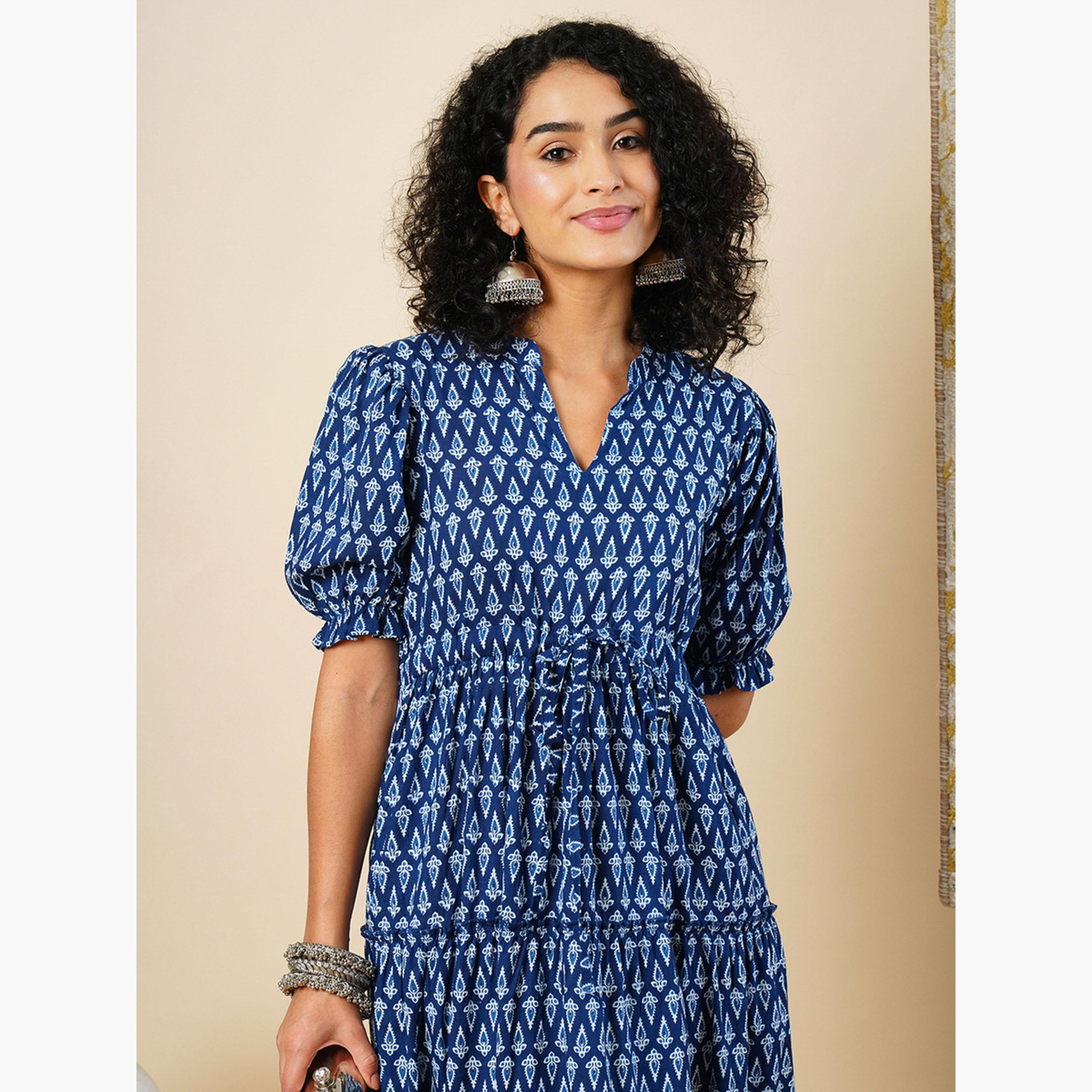غلوبوص × ستايلي - فستان ماكسي متعدد الطبقات بطبعات عرقية-women-clothing-ethnicwear-dresses-image-6