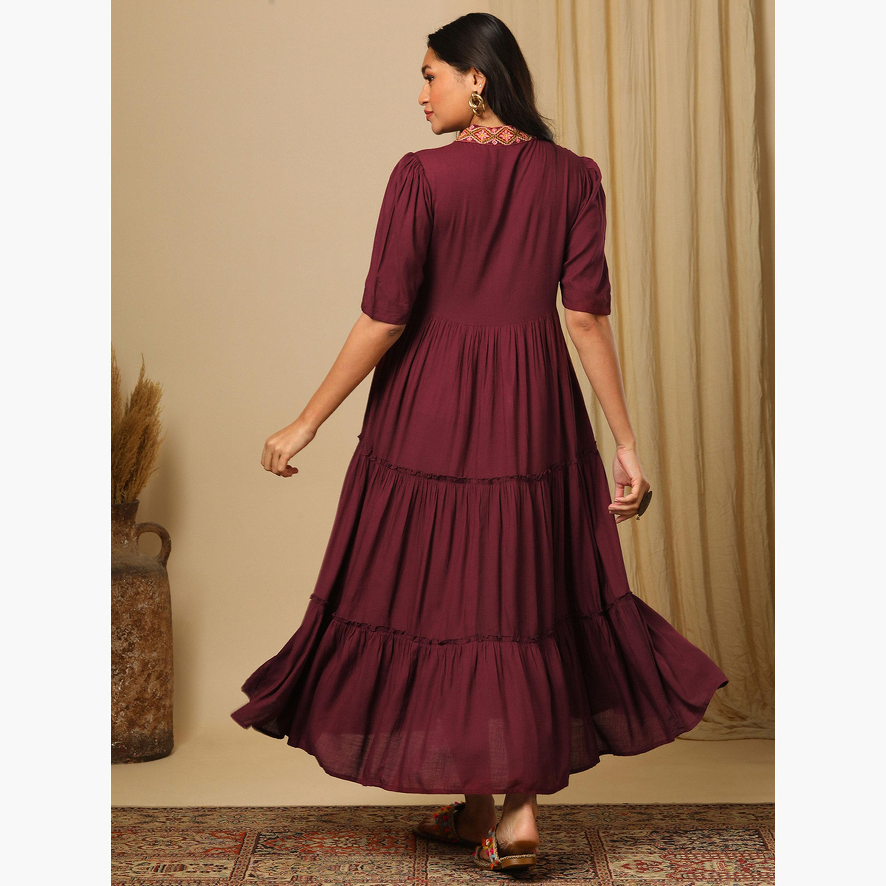 غلوبوص × ستايلي - فستان بوهو ماكسي مطرز متعدد الطبقات-women-clothing-ethnicwear-dresses-image-3
