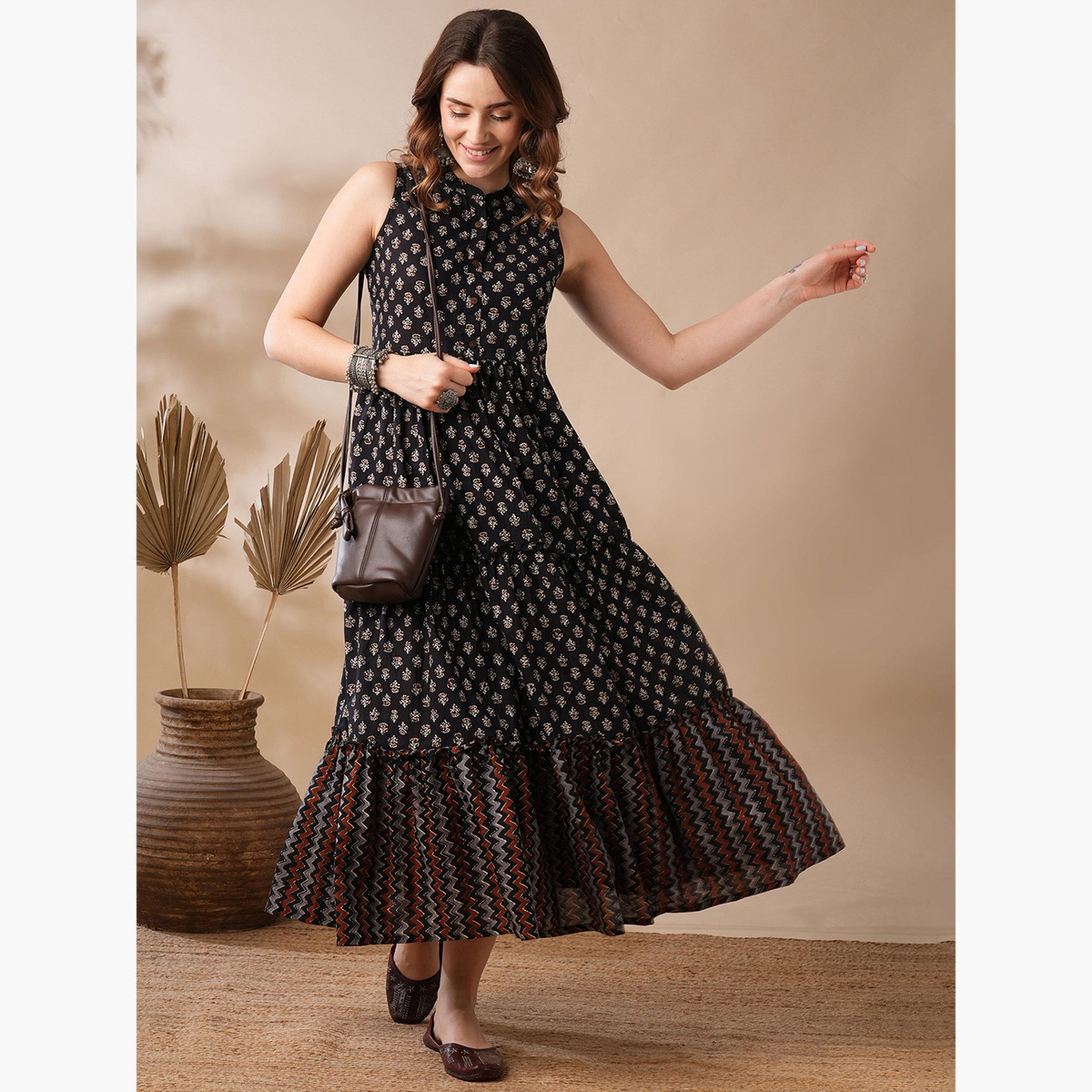 غلوبوص × ستايلي - فستان ماكسي متعدد الطبقات مورّد-women-clothing-ethnicwear-dresses-image-2