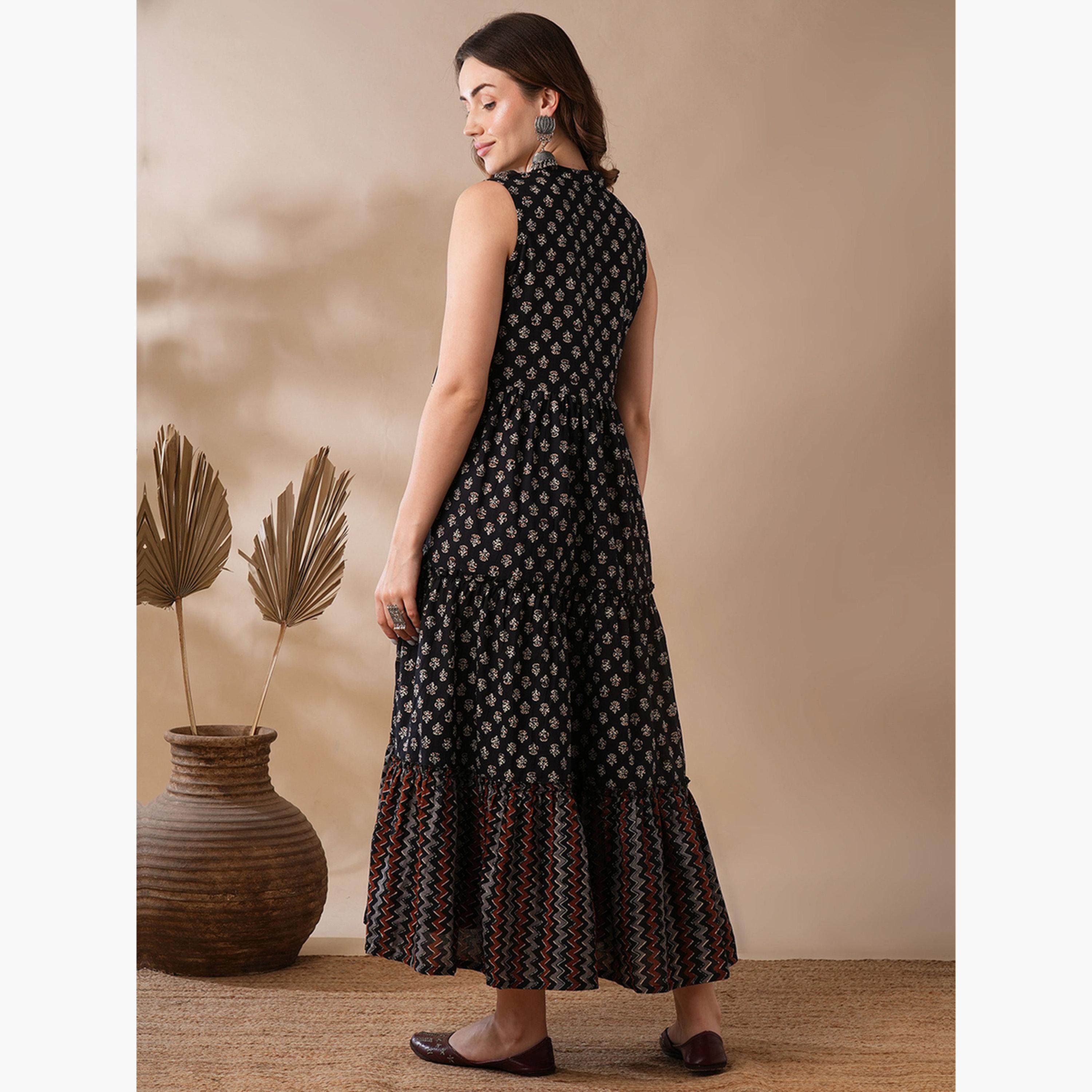 غلوبوص × ستايلي - فستان ماكسي متعدد الطبقات مورّد-women-clothing-ethnicwear-dresses-image-3
