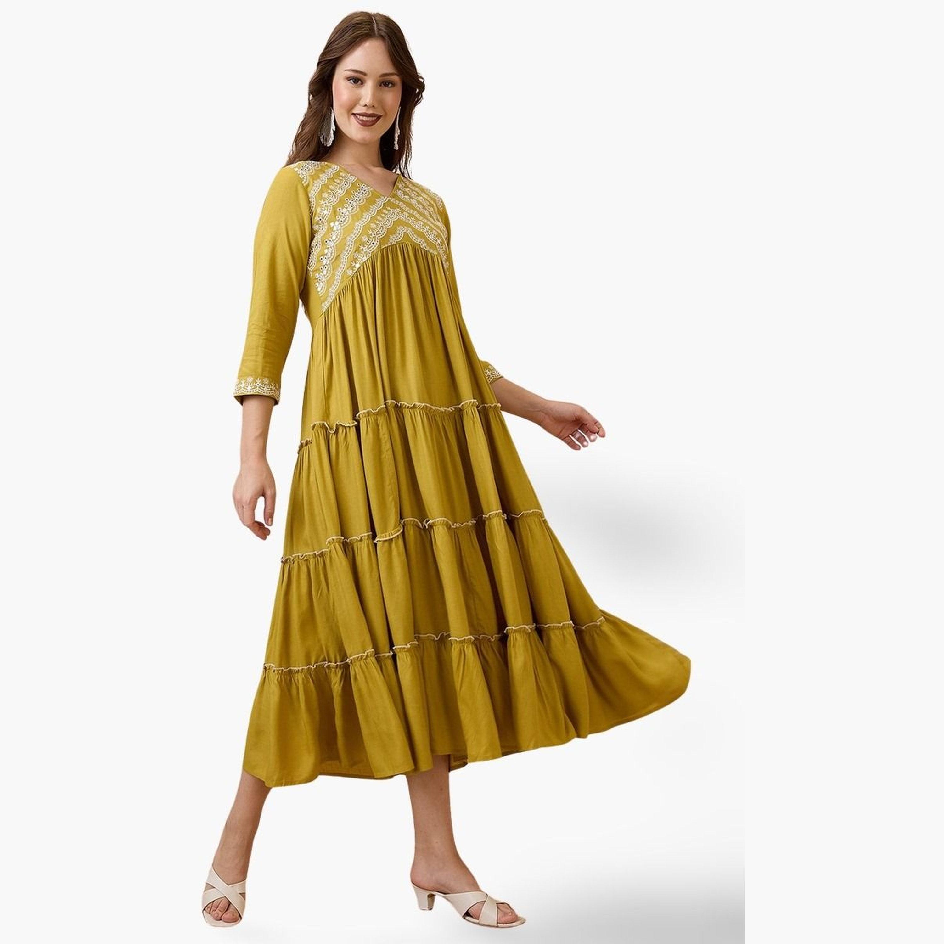غلوبوص × ستايلي - فستان عليا متعدد الطبقات مطرز بالزهور-women-clothing-ethnicwear-dresses-image-1
