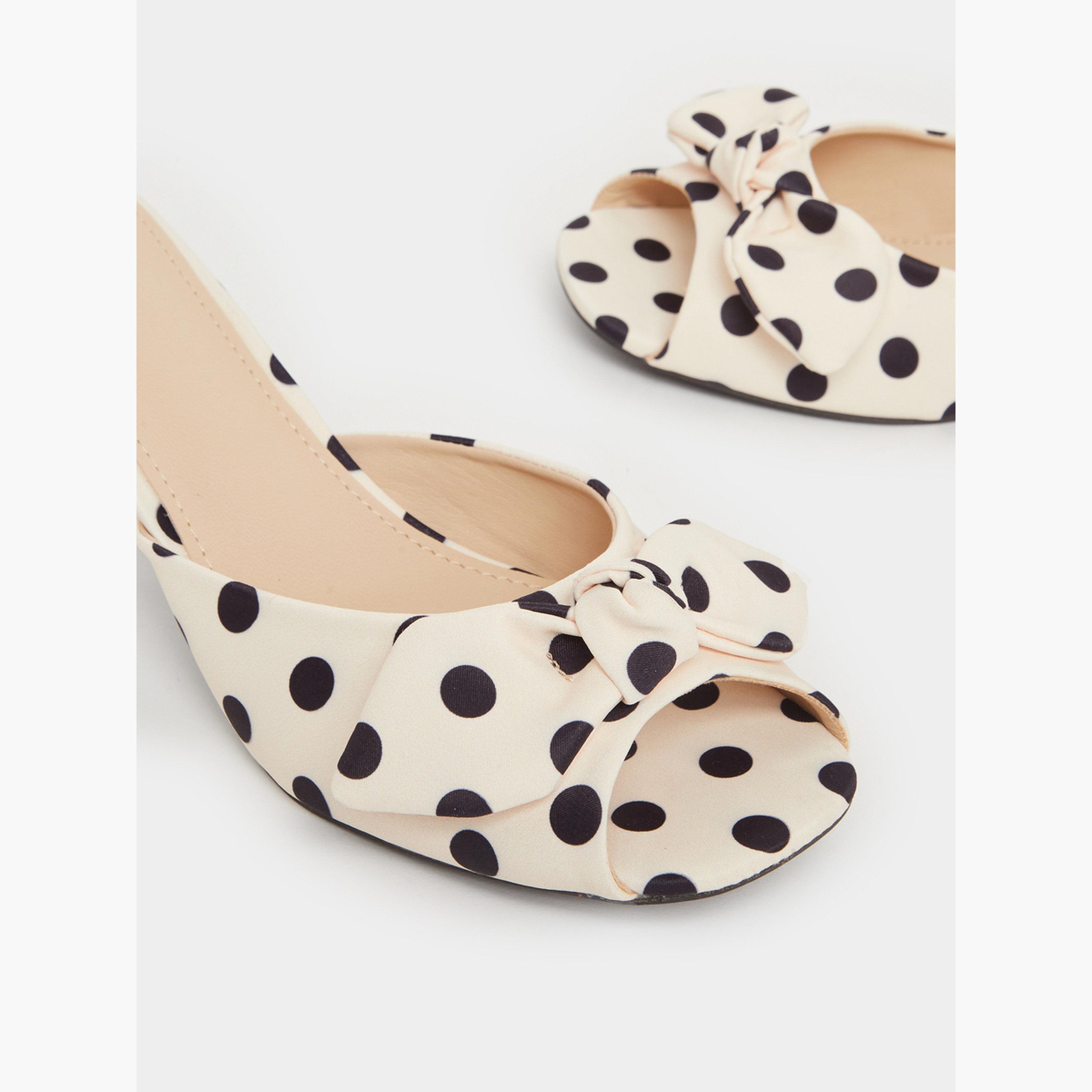 Styli Beige Polka Dot Kitten Heel Sandals-women-shoes-sandals-heeled-image-3