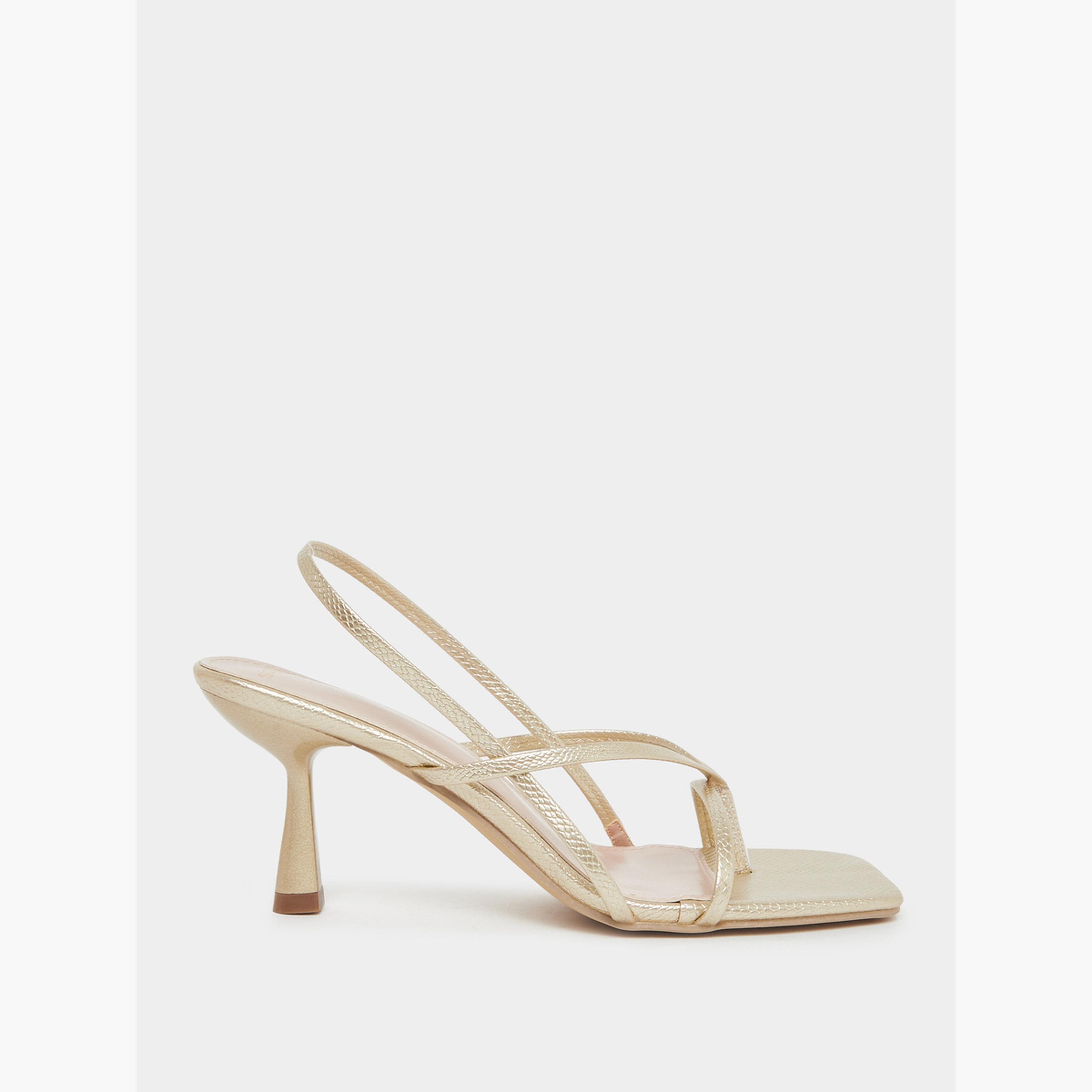 Styli Gold Strappy Kitten Heel Sandals-women-shoes-sandals-heeled-image-2