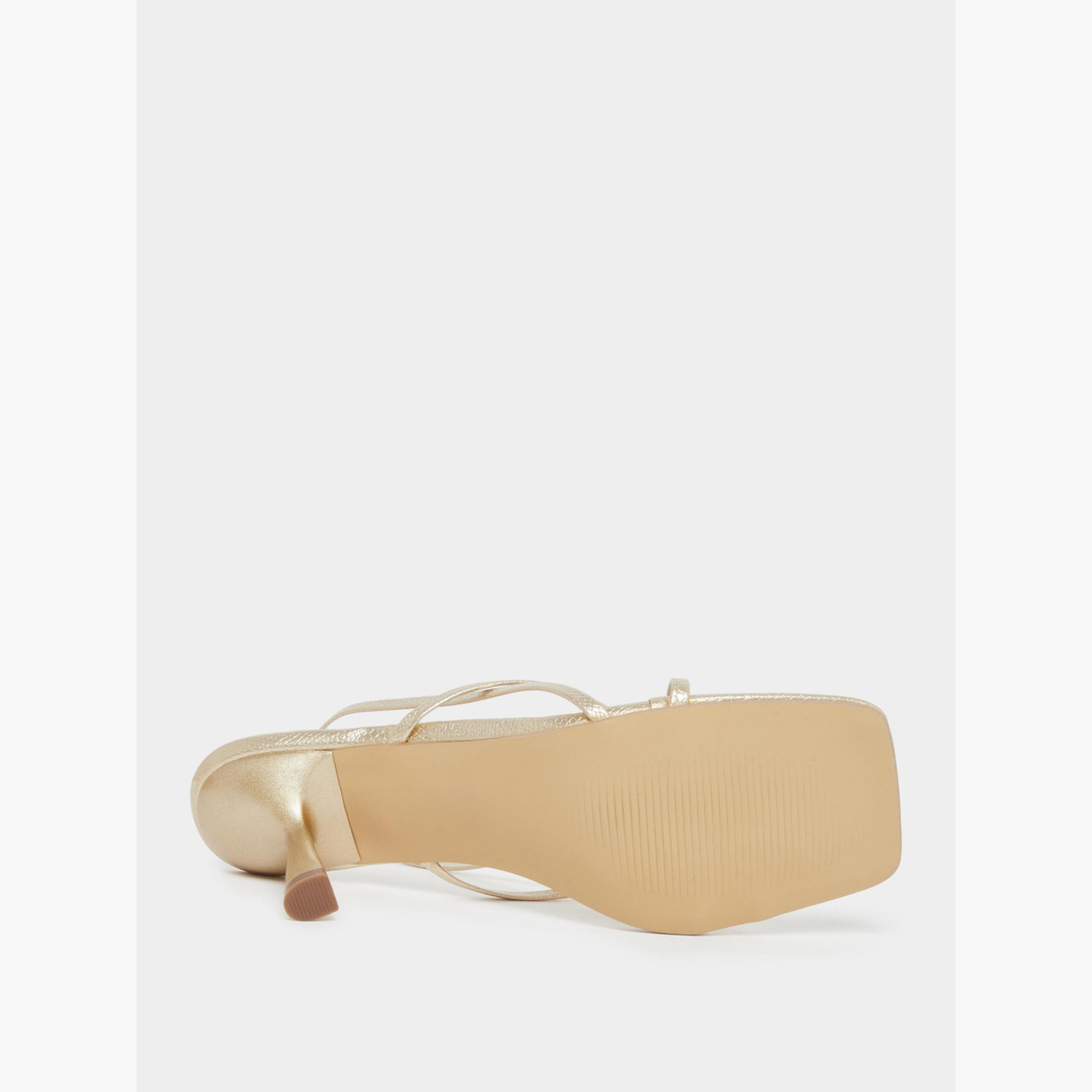 Styli Gold Strappy Kitten Heel Sandals-women-shoes-sandals-heeled-image-6