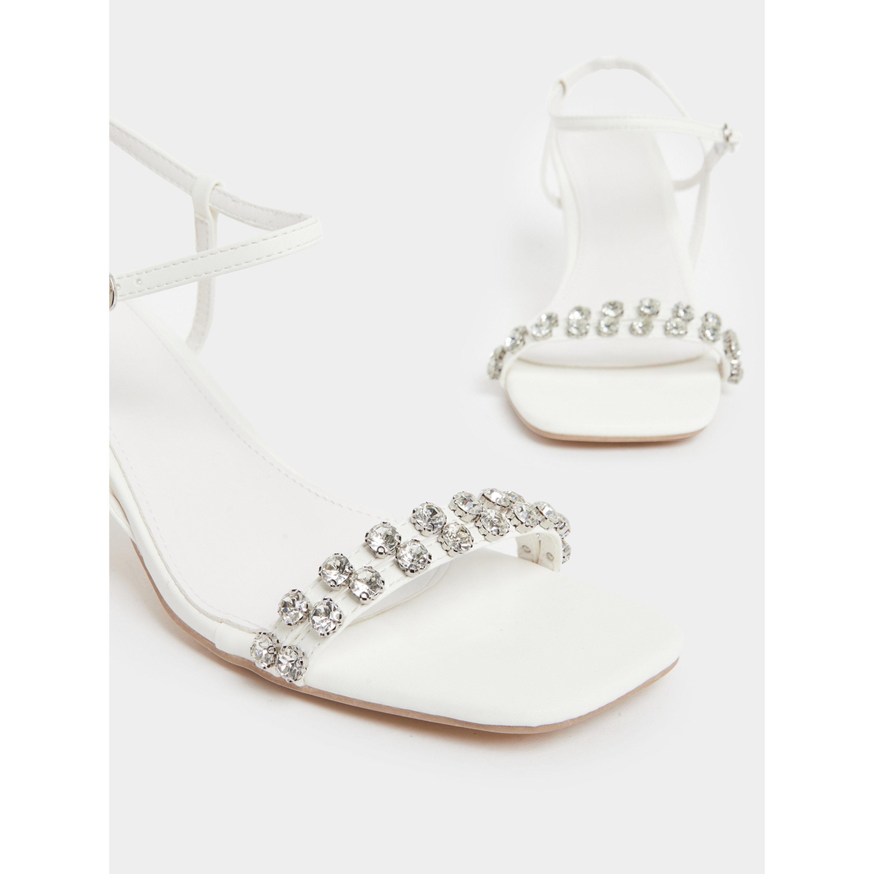 Styli White Embellished Kitten Heel Sandals-women-shoes-sandals-heeled-image-4