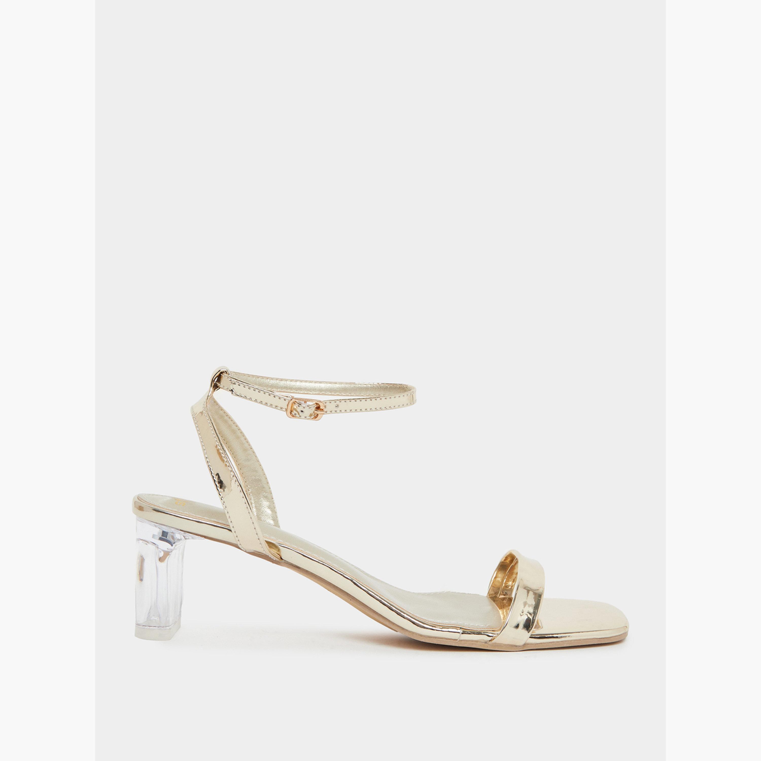 Styli Gold Open Toe Sandals with Clear Perspex Heel-women-shoes-sandals-heeled-image-2
