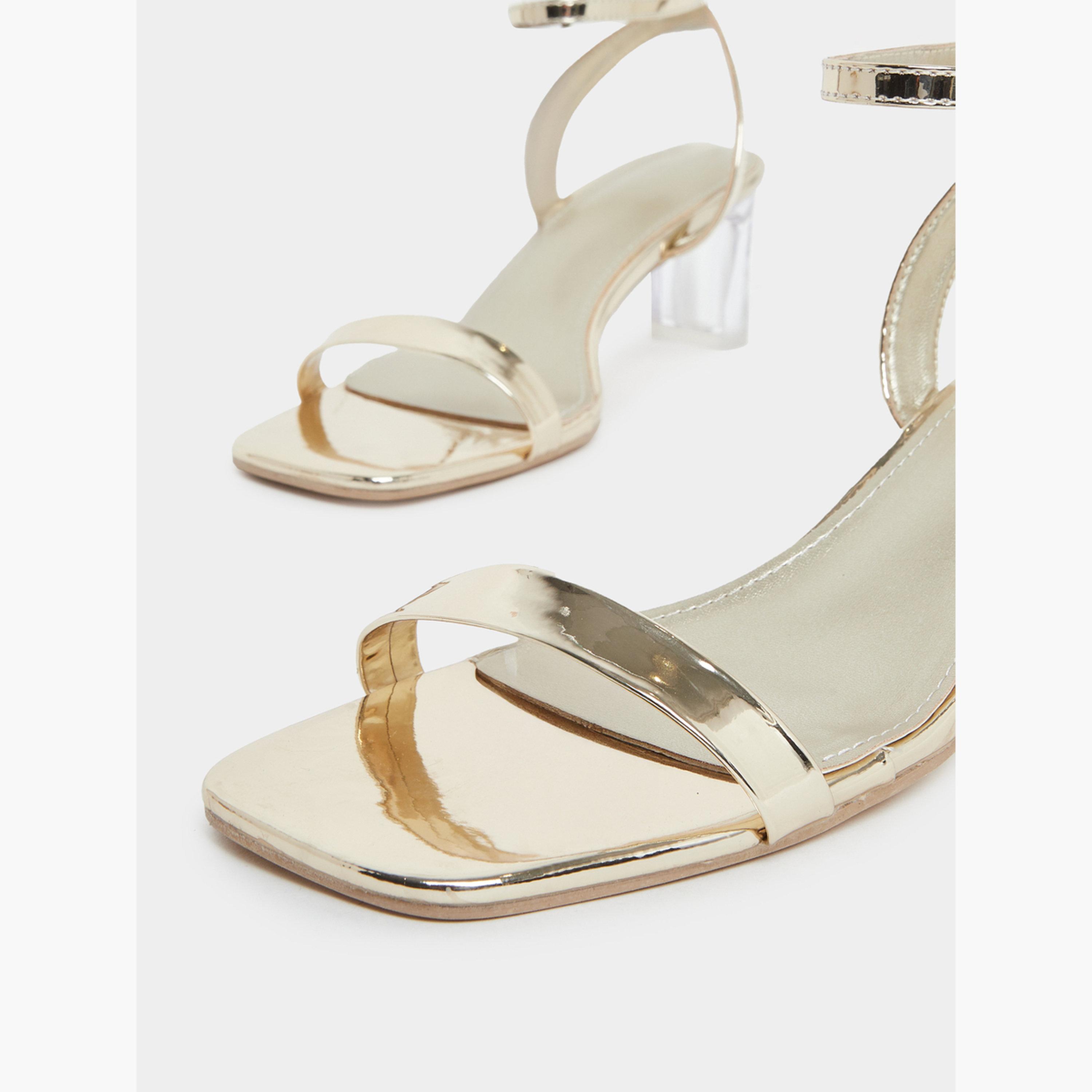 Styli Gold Open Toe Sandals with Clear Perspex Heel-women-shoes-sandals-heeled-image-4