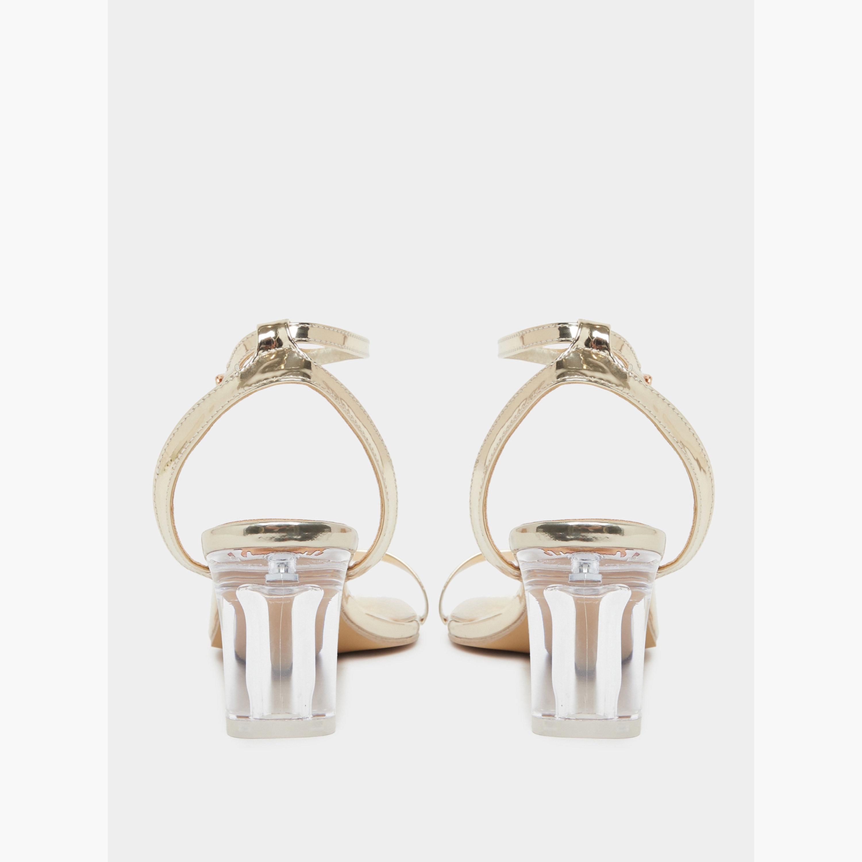 Styli Gold Open Toe Sandals with Clear Perspex Heel-women-shoes-sandals-heeled-image-5