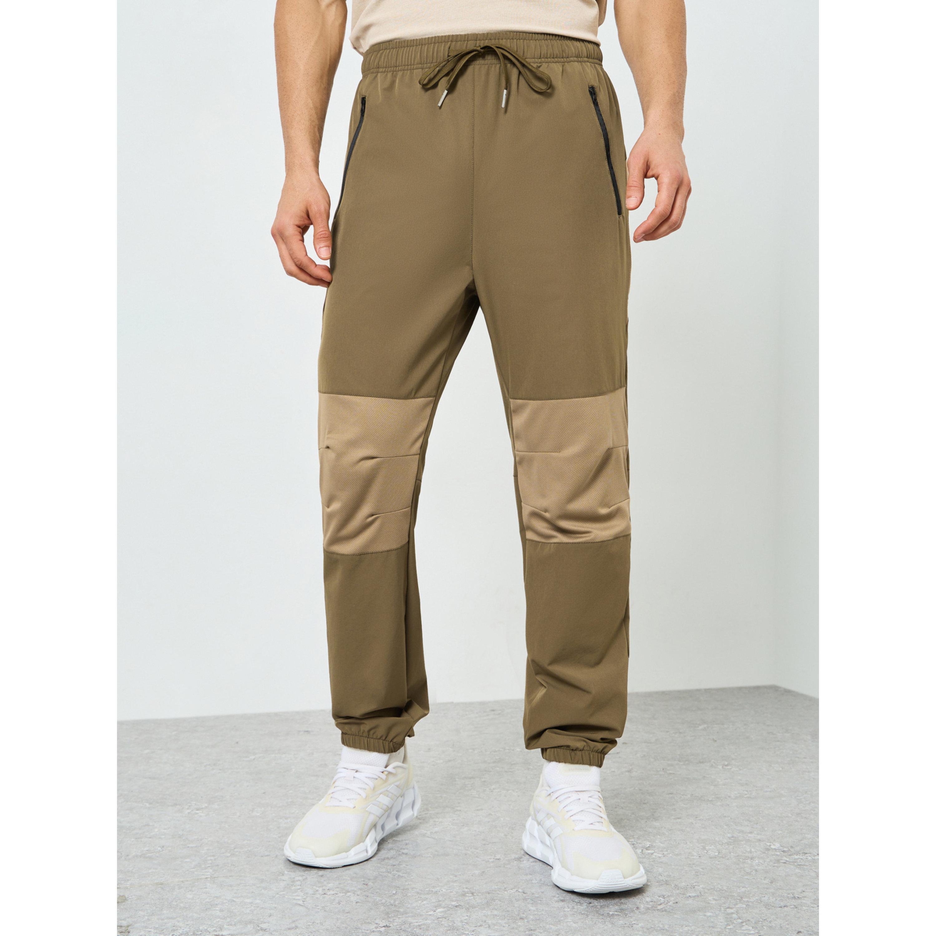 Styli Men Brown Color Block Track Pants-men-clothing-sportswearandactivewear-bottoms-joggers-image-1