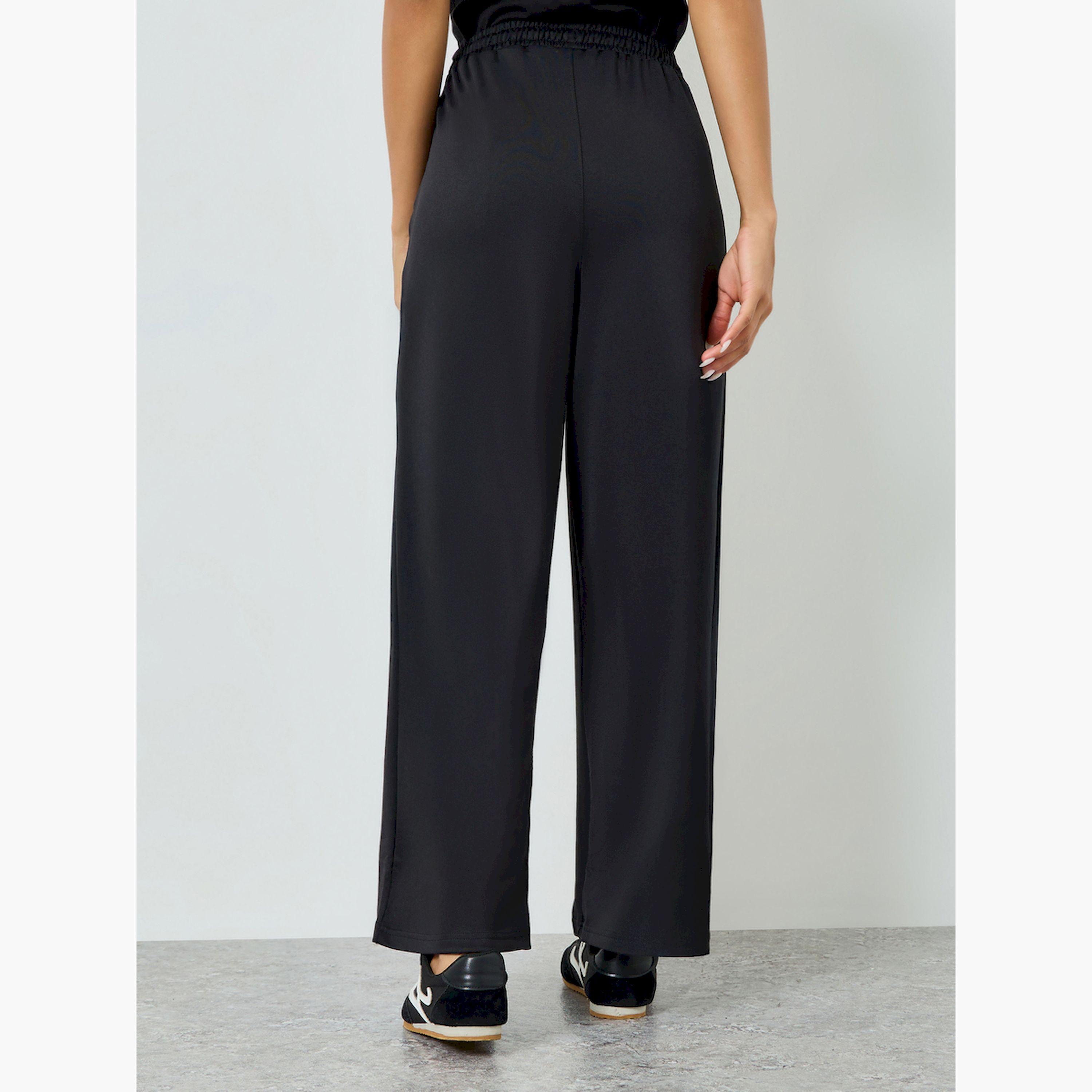 جوغر أسود ساق واسعة برباط-women-clothing-bottoms-joggers-image-4