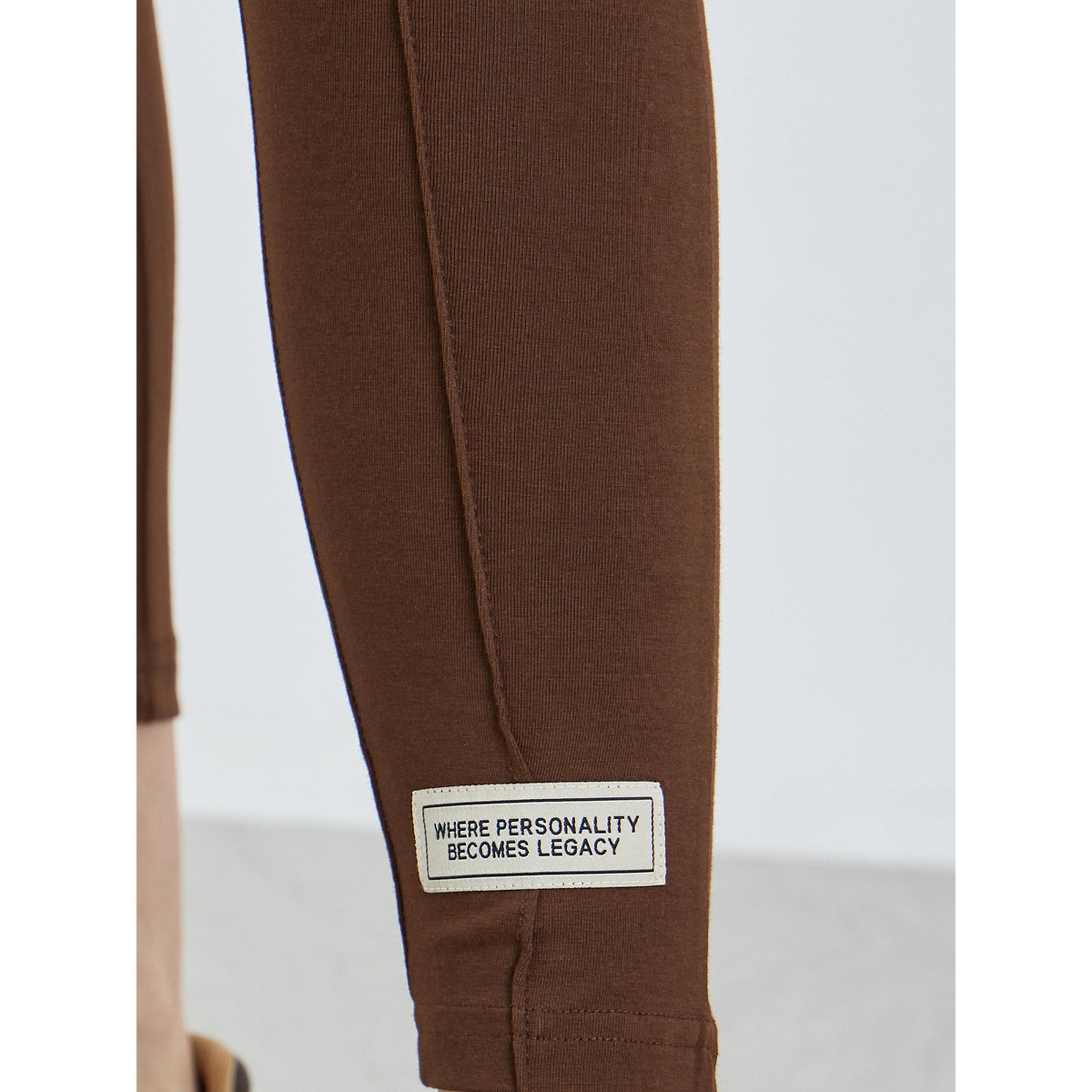 Styli Women Brown Basic Leggings with Pintuck Detail-women-clothing-bottoms-leggings-image-3