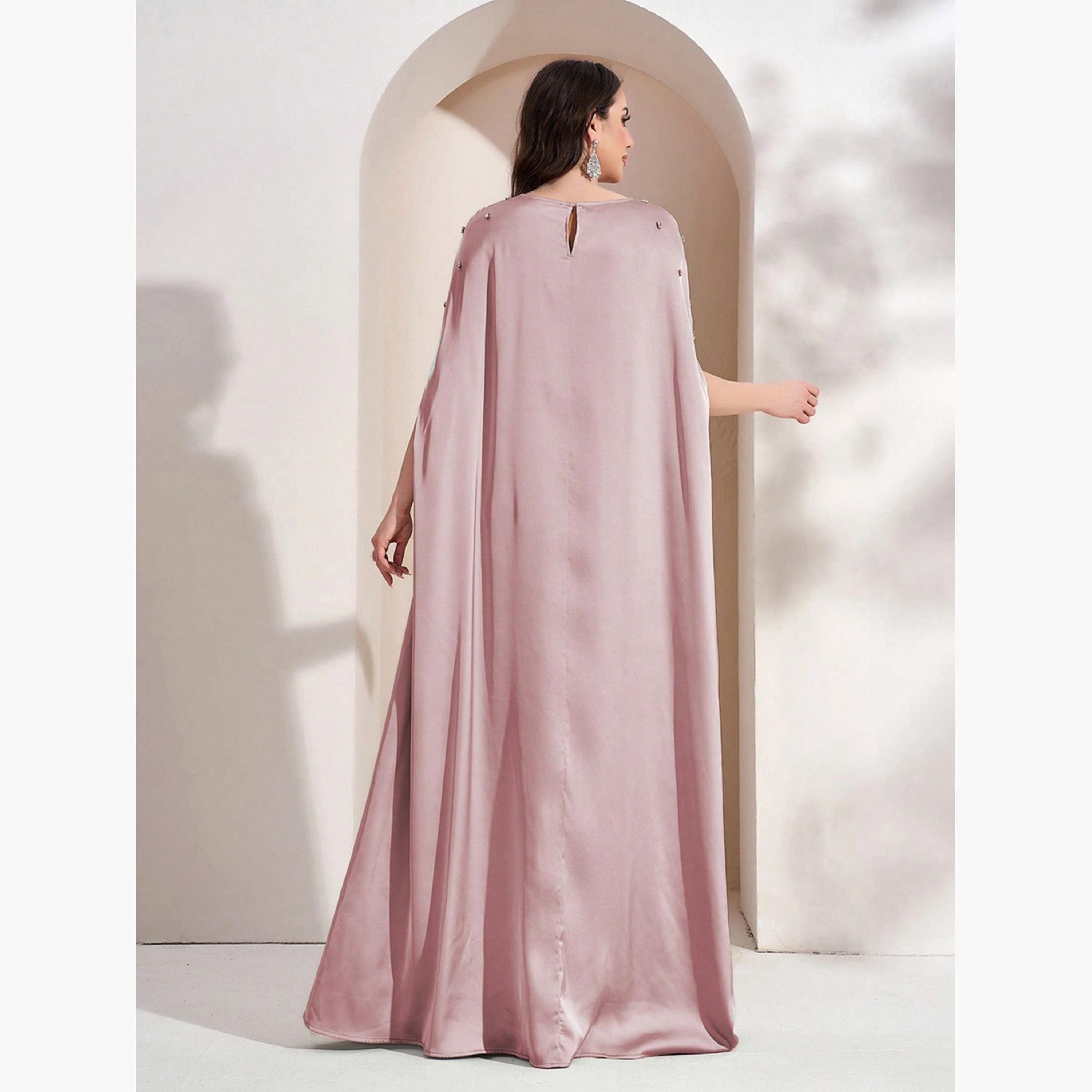 تيك تو - فستان ماكسي وردي مزين بأكمام واسعة-women-clothing-dresses-image-5