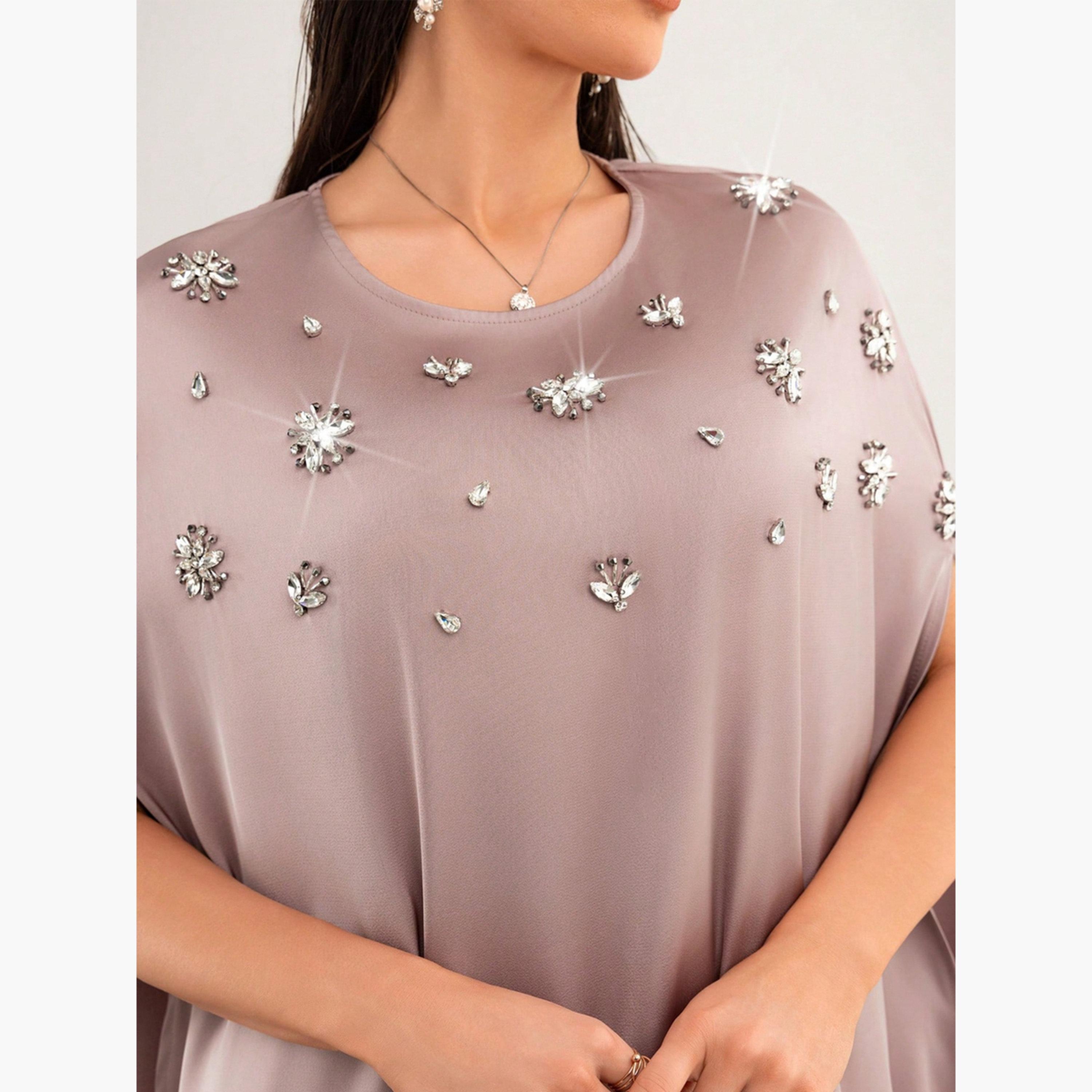 تيك تو - فستان ماكسي وردي مزين بأكمام واسعة-women-clothing-dresses-image-6
