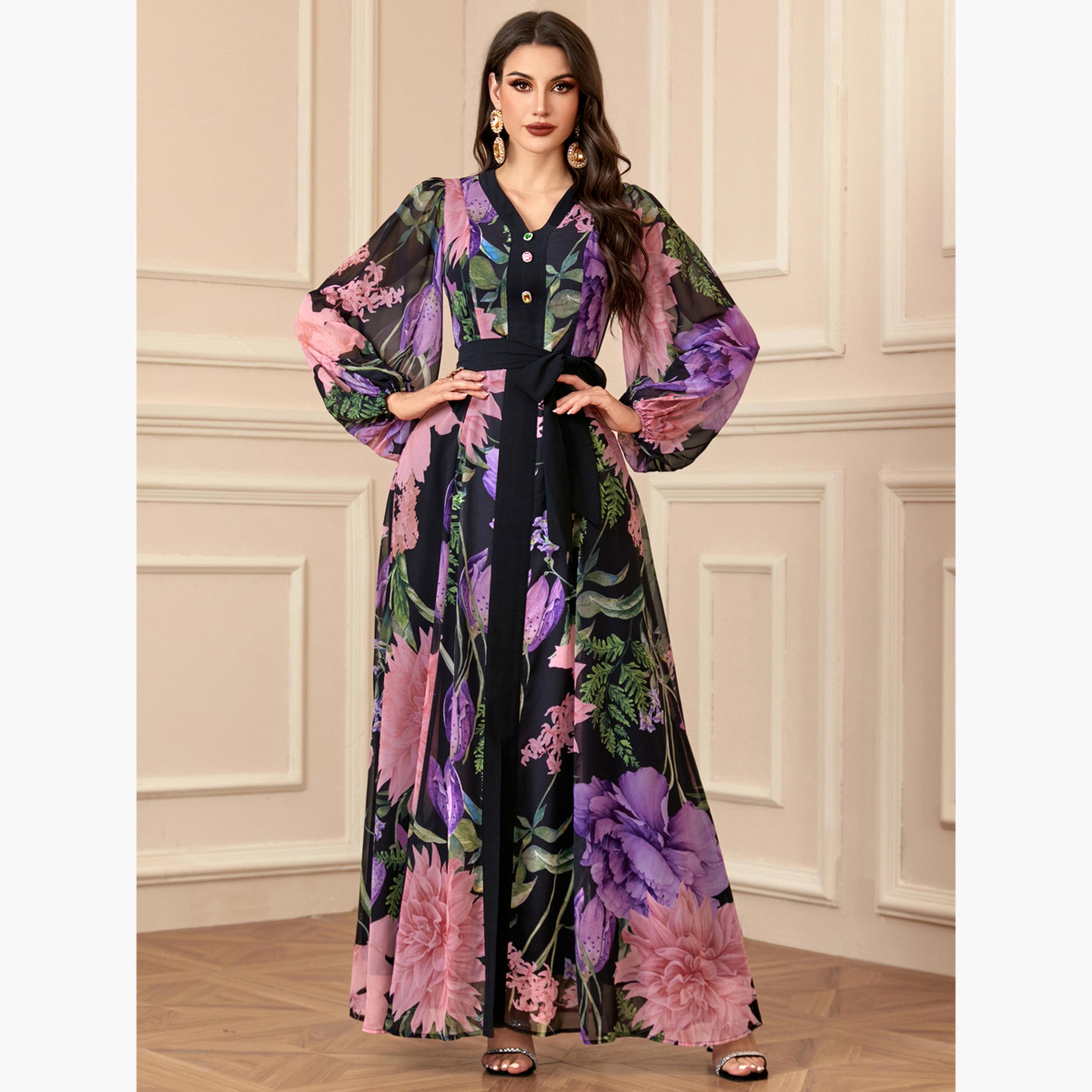 Take Two Women Floral Print Balloon Sleeve Belted Maxi Dress-women-clothing-dresses-image-3
