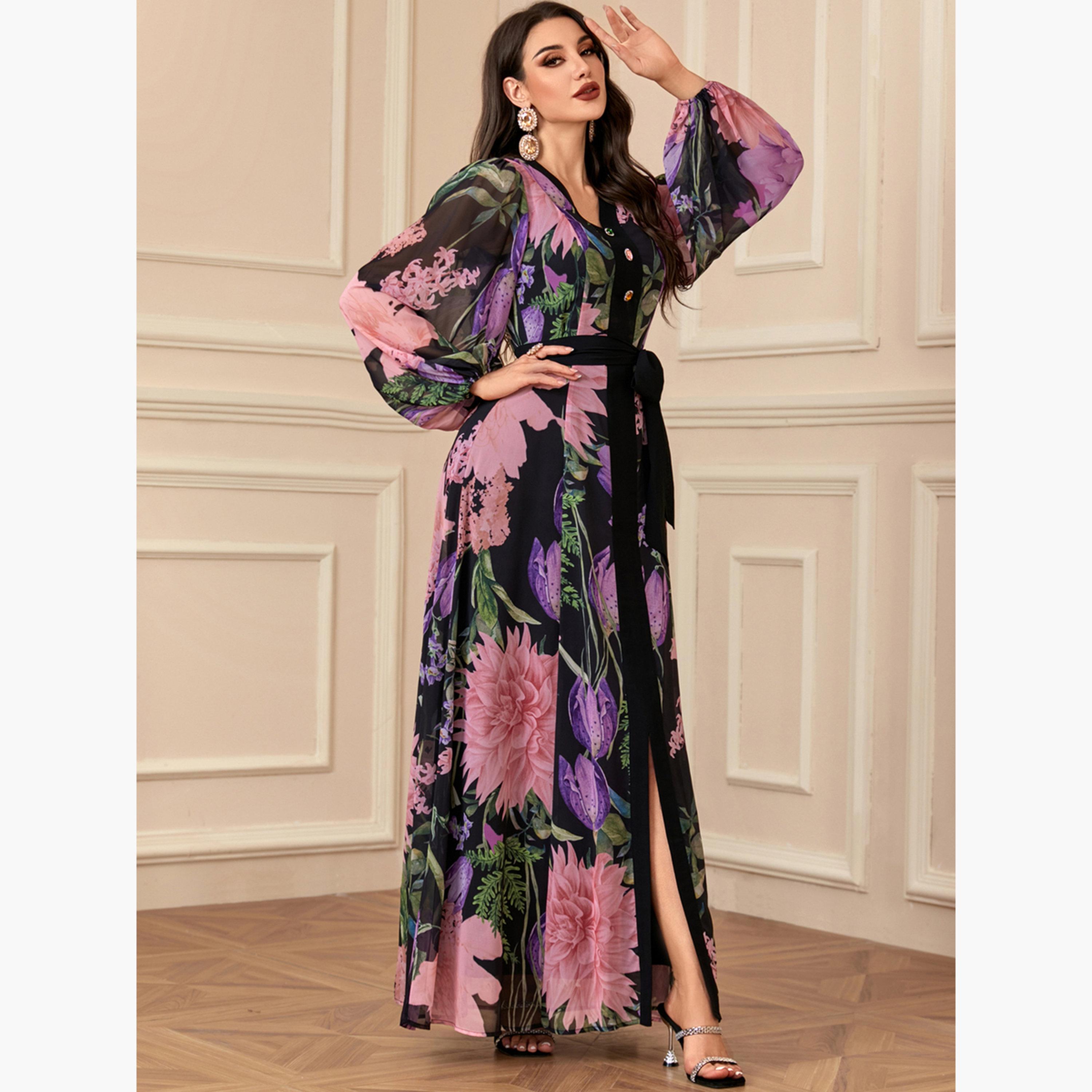 Take Two Women Floral Print Balloon Sleeve Belted Maxi Dress-women-clothing-dresses-image-5