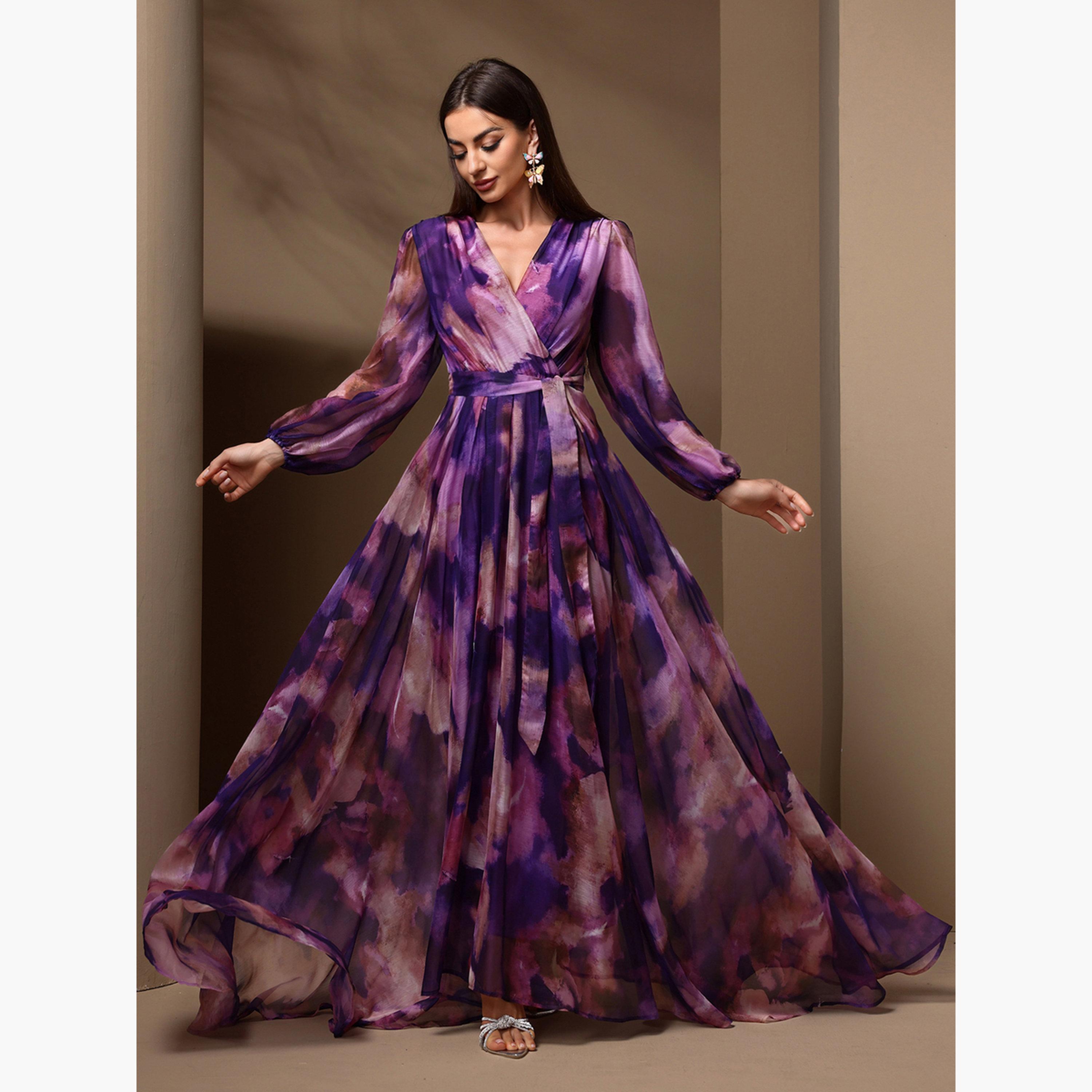 Take Two Women Tie Dye Print Belted A-Line Maxi Dress-women-clothing-dresses-image-4